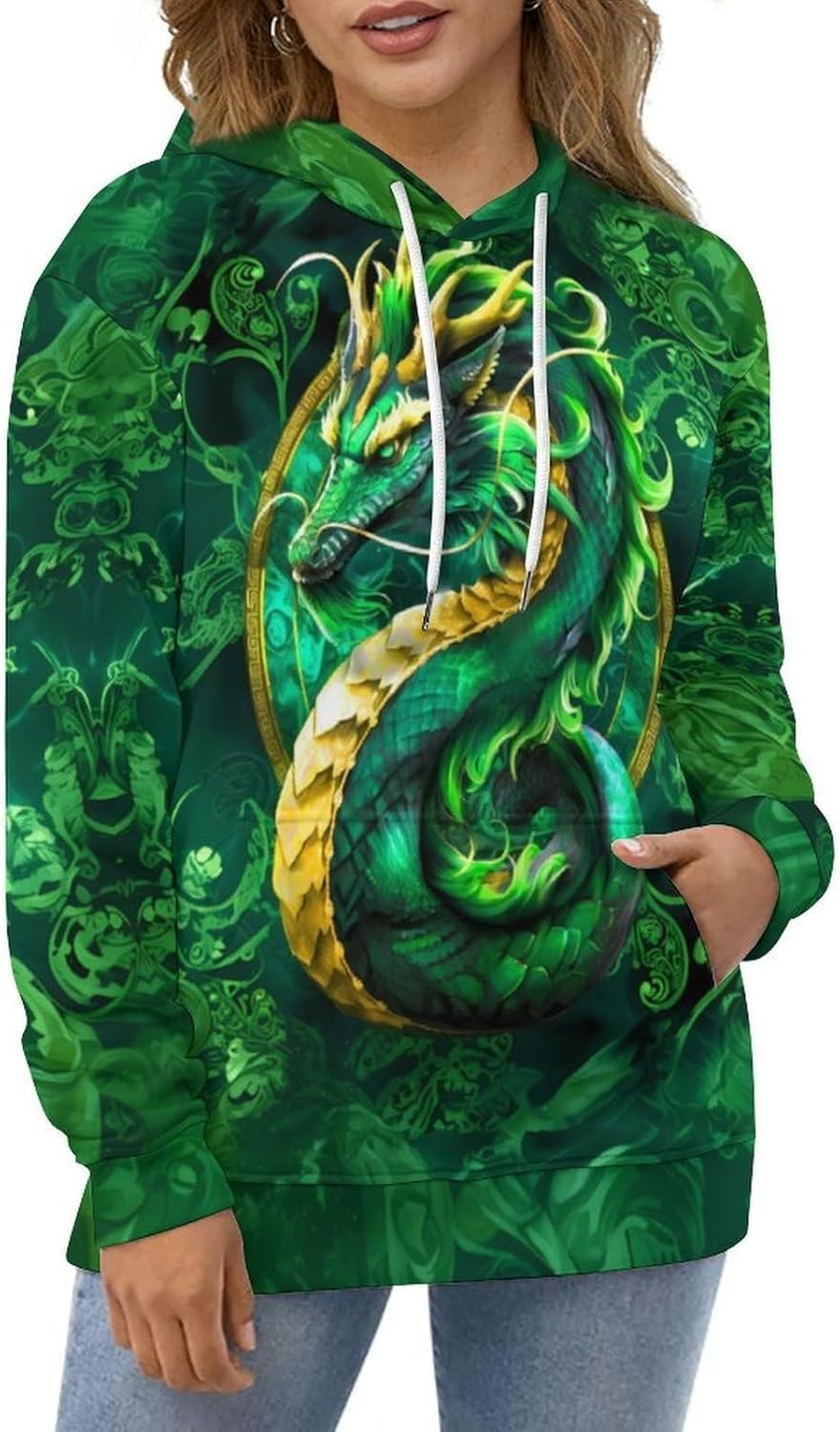 Men Cool 3D Wolf Print Pullover Hoodies Fall Winter Sweatshirt with Front Pockets - Image 6