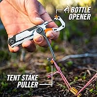 Vista 6 de Gerber Gear Stake Out Multiherramienta 11 en 1 - Hoja de borde liso de 2.2 pulgadas, extractor de estacas para tienda, transporte de mosquetón