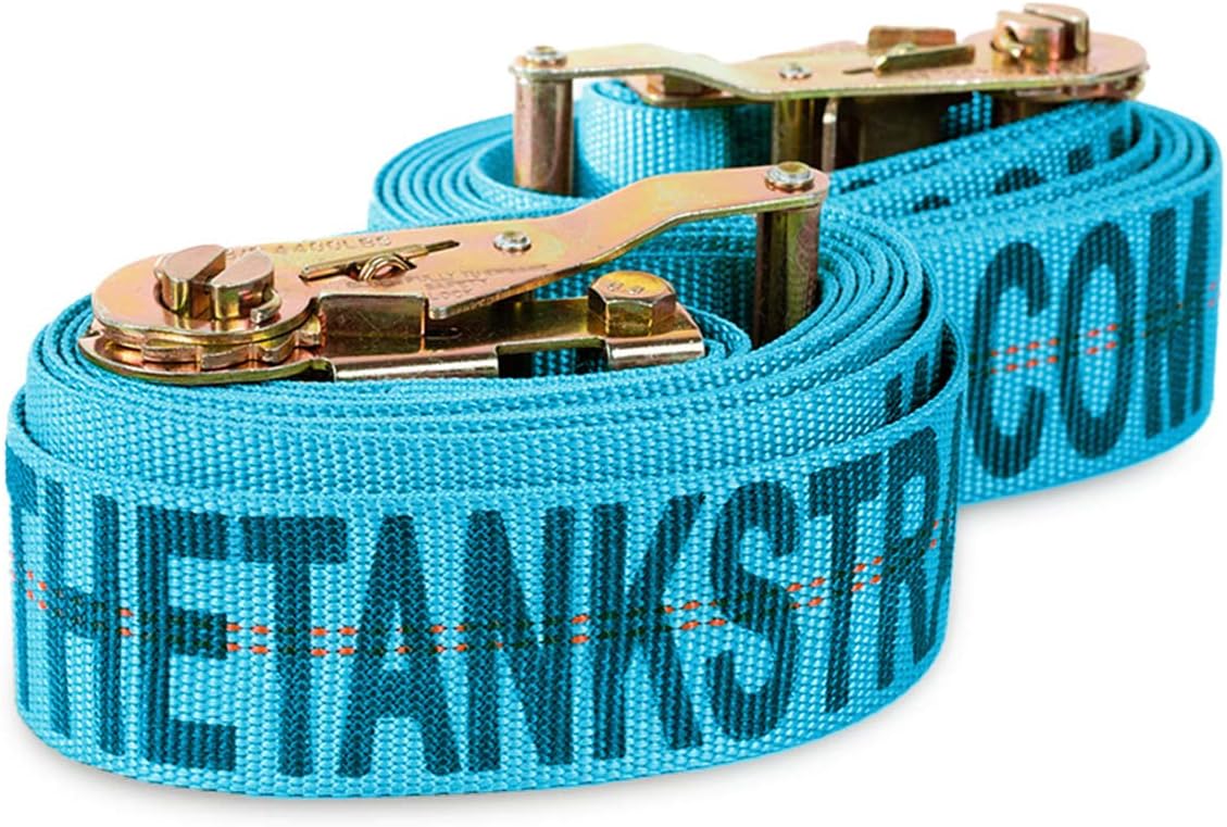 Motorcycle Tie Down Straps (2pk Blue) - 10.000 lb Webbing Break Strength 2'' x 10' Super Heavy Duty Endless Tie Downs with Ratchet Strap
