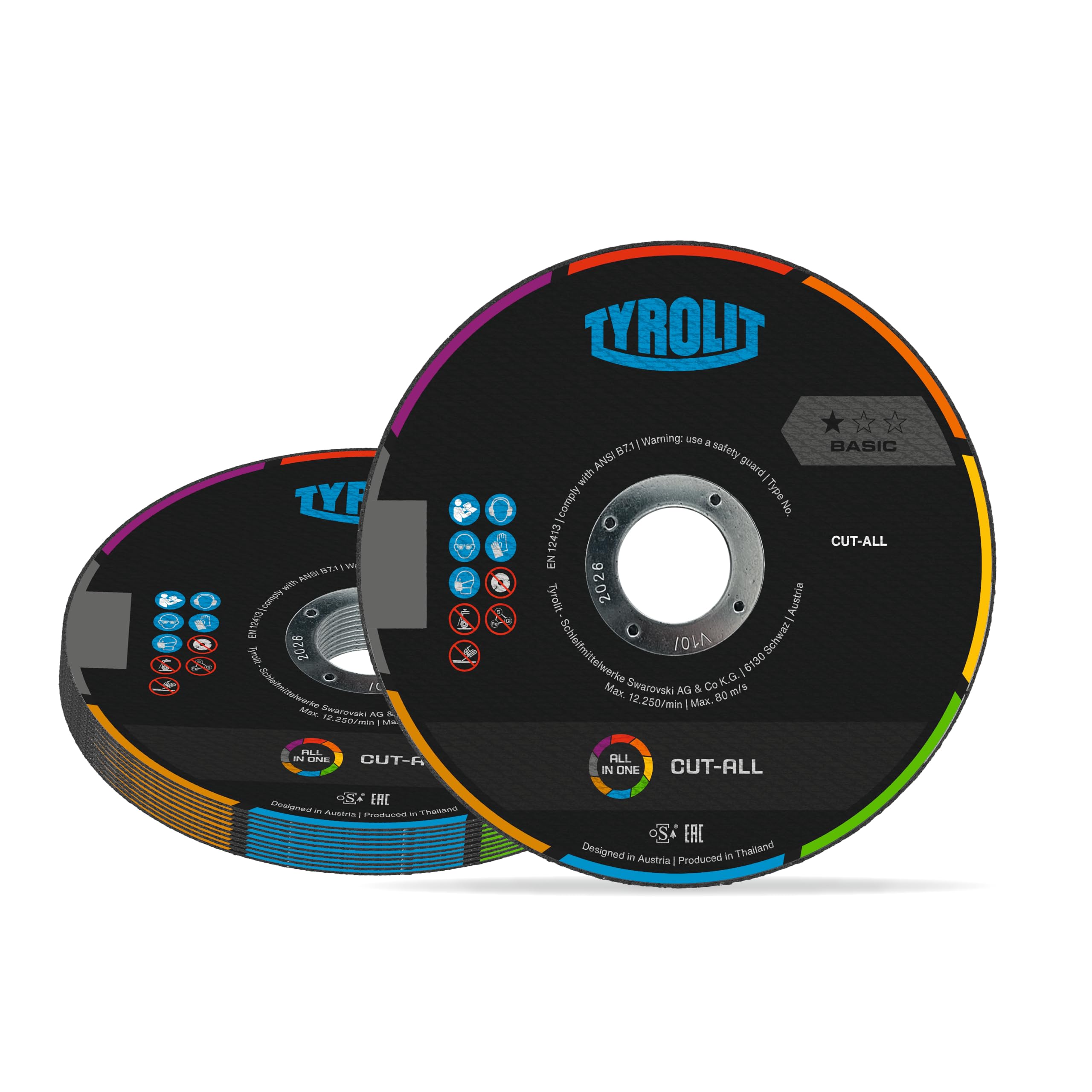 TYROLIT CUT ALL - Ruedas de corte universales - Discos de amoladora angular multiusos - Discos de corte de PVC, piedra y metal - 178 x 1,6 x 22,23 mm, AC46Q, paquete de 25