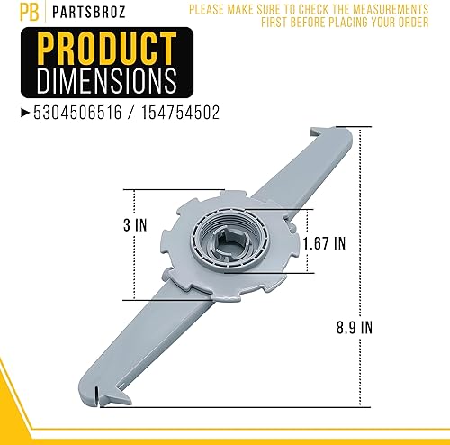 Miniatura 2 de PartsBroz Brazo de pulverización superior 5304506516 154754502 - Compatible con lavavajillas Frigidaire Crosley Kenmore Kelvinator - Sustituye a