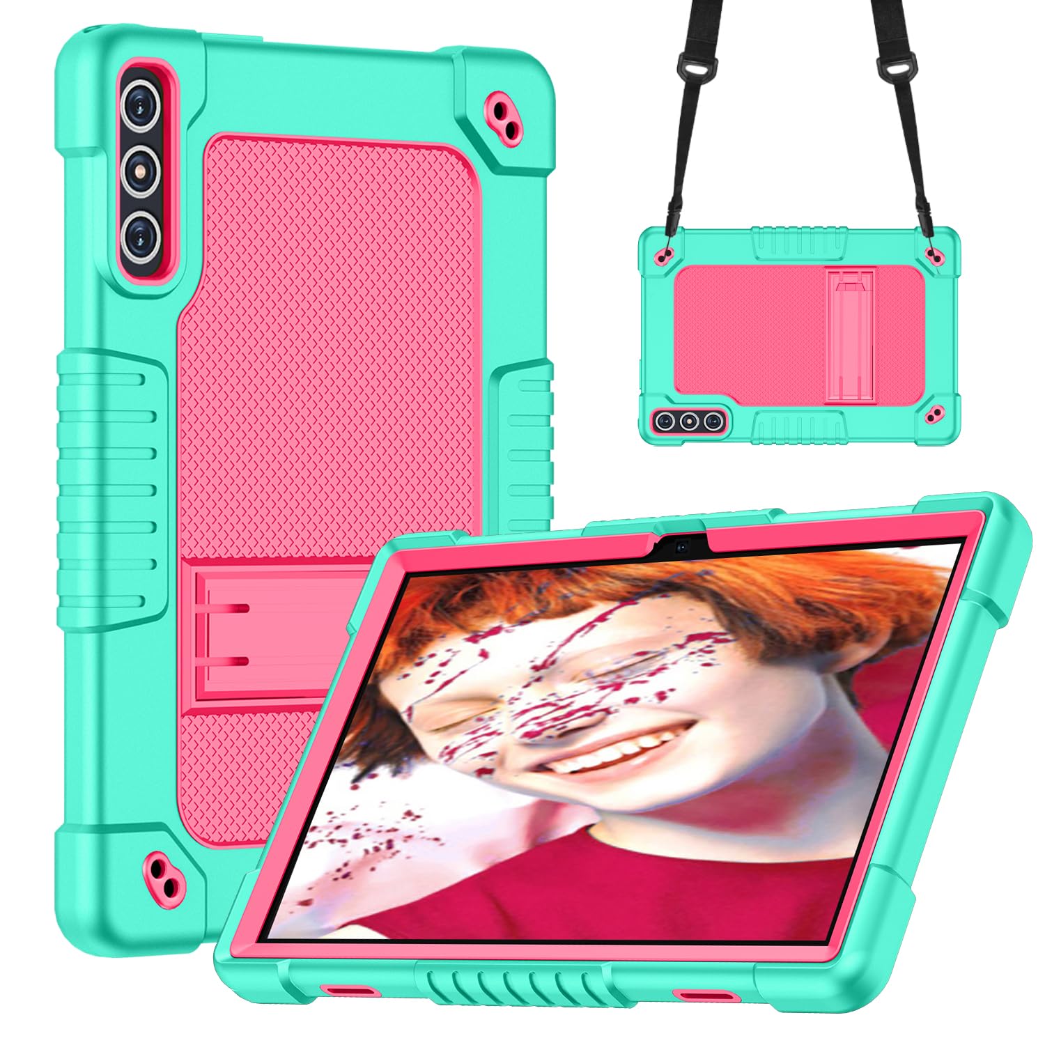 Kebiory for KADYBE D106/MEIZE Model D106 10.1 inch Tablet Case with Shoulder Strap Kiskctand Kids Friendly Shockproof Case for KADYBE D106/VOZIZOV