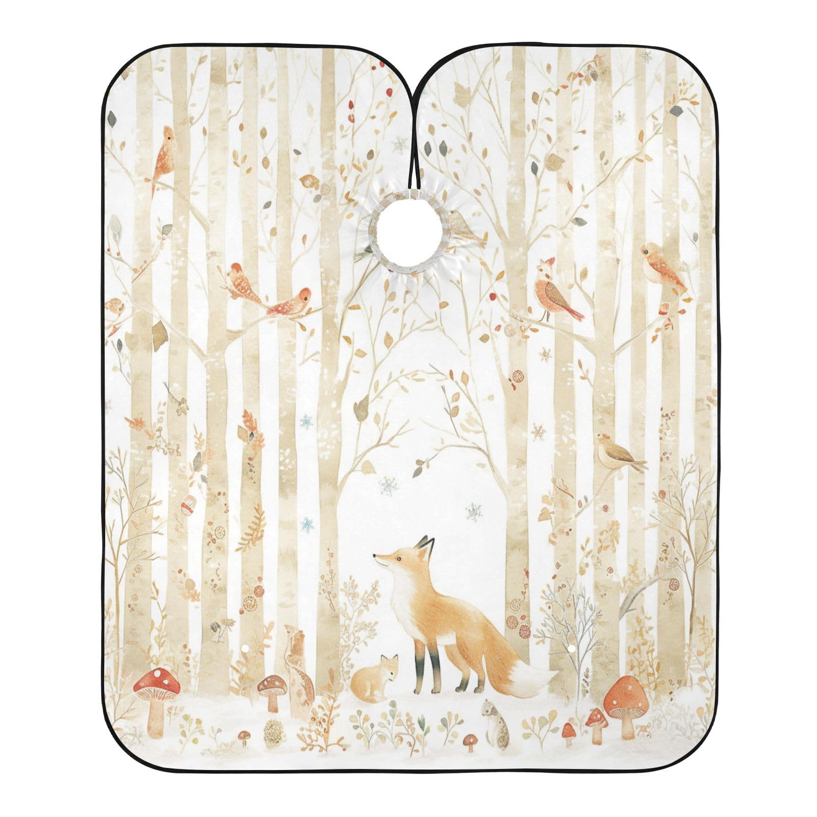 Kigai Cute Fox Hair Cutting Cape for Men & Women Waterproof Barber Cape Professional Hairdressing Salon Styling Apron with Adjustable Closure Snap