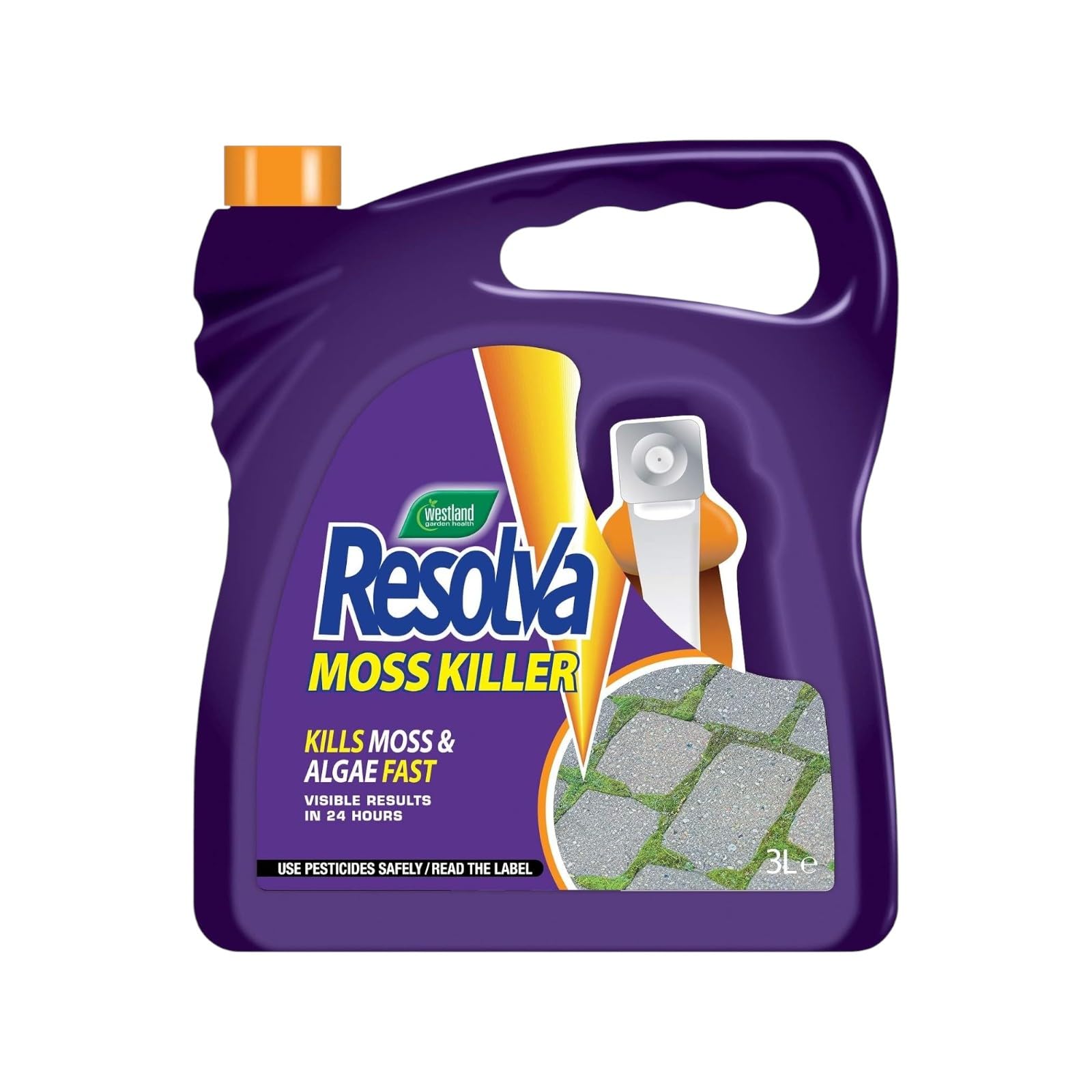 Resolva Moss Killer Ready to Use – Powerful Formula for Quick Moss, Algae & Lichen Removal on Block paving, Gravel & Decking – Effective Outdoor Cleaner & Preventer for Healthy Surfaces (3 Litre)