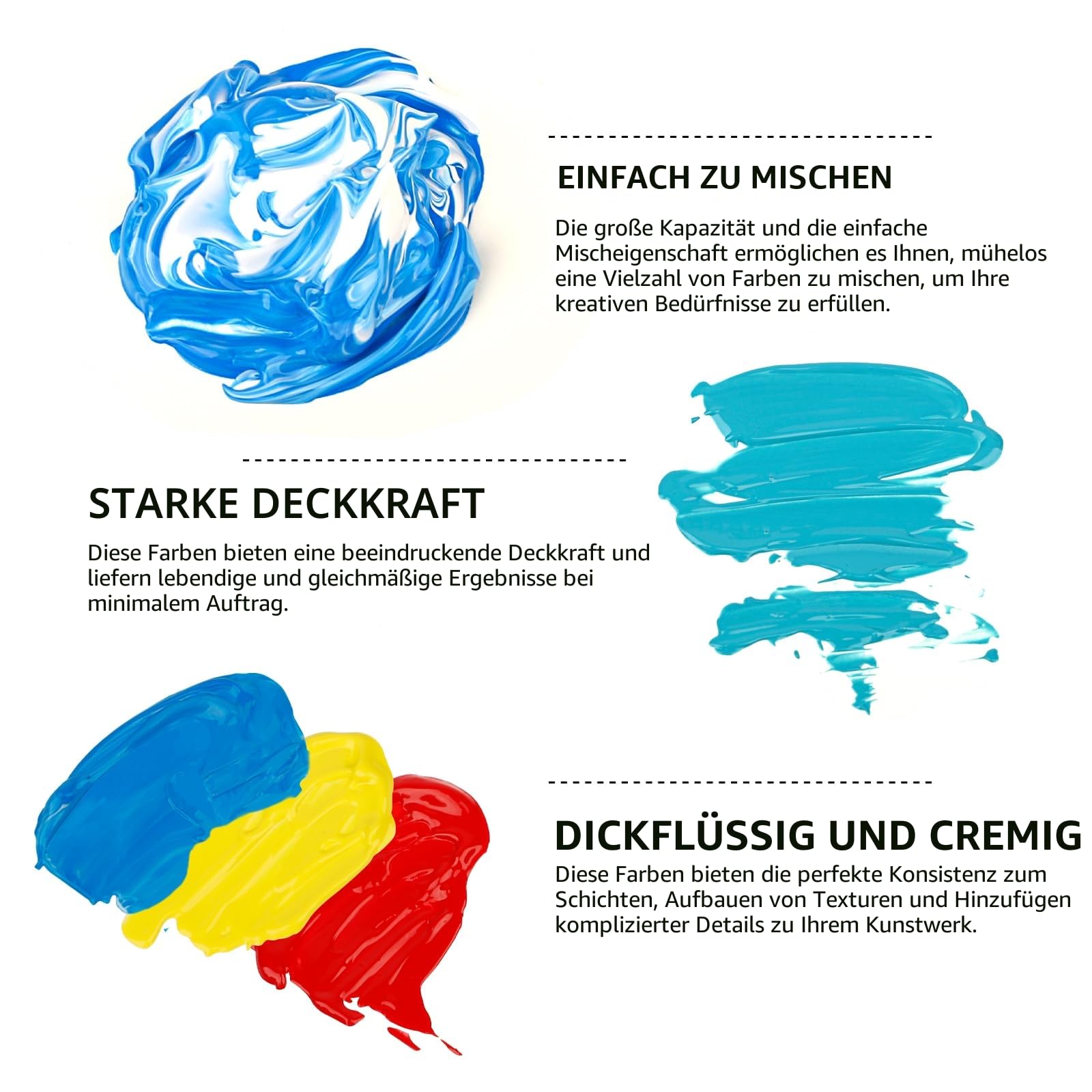 ABEIER Acrylfarben Set je 473 ml x15, Matte Finish, ungiftig, Malerei auf Leinwand, Kunsthandwerk, Holz, Keramik, ideal für Anfänger und Studenten, schnell trocknend, wasserfest und lichtecht