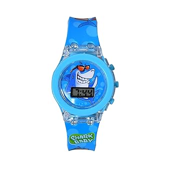 lionmati Watch for Kids Baby Shark Kid Watch Cartoon Design 3D Disco LED Glowing Light Digital Wrist Watch, Boys & Girls, Christmas Diwali Birthday Gifts (Shark Baby) {3-9 Year Blue)