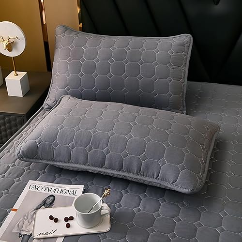Miniatura 6 de FCLDESHOP Funda de cama, sábanas bajeras gruesas y acolchadas de color sólido, para habitación de los niños, con estampado de animé, geometría, 59.1