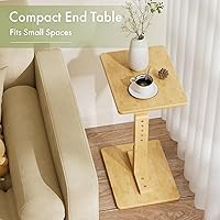 Vista 5 de Amazer Mesa de bambú para TV, mesa auxiliar ajustable en altura para espacios pequeños, mesa de aperitivos para sofá, cama, silla, mesa de bandeja