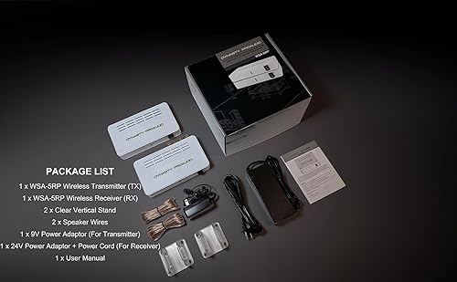 Miniatura 3 de WSA-5RP - Kit de altavoces traseros de sonido envolvente inalámbrico con 2 amplificadores de 50 W incorporados, banda dual seleccionable de 5.2 G5.8