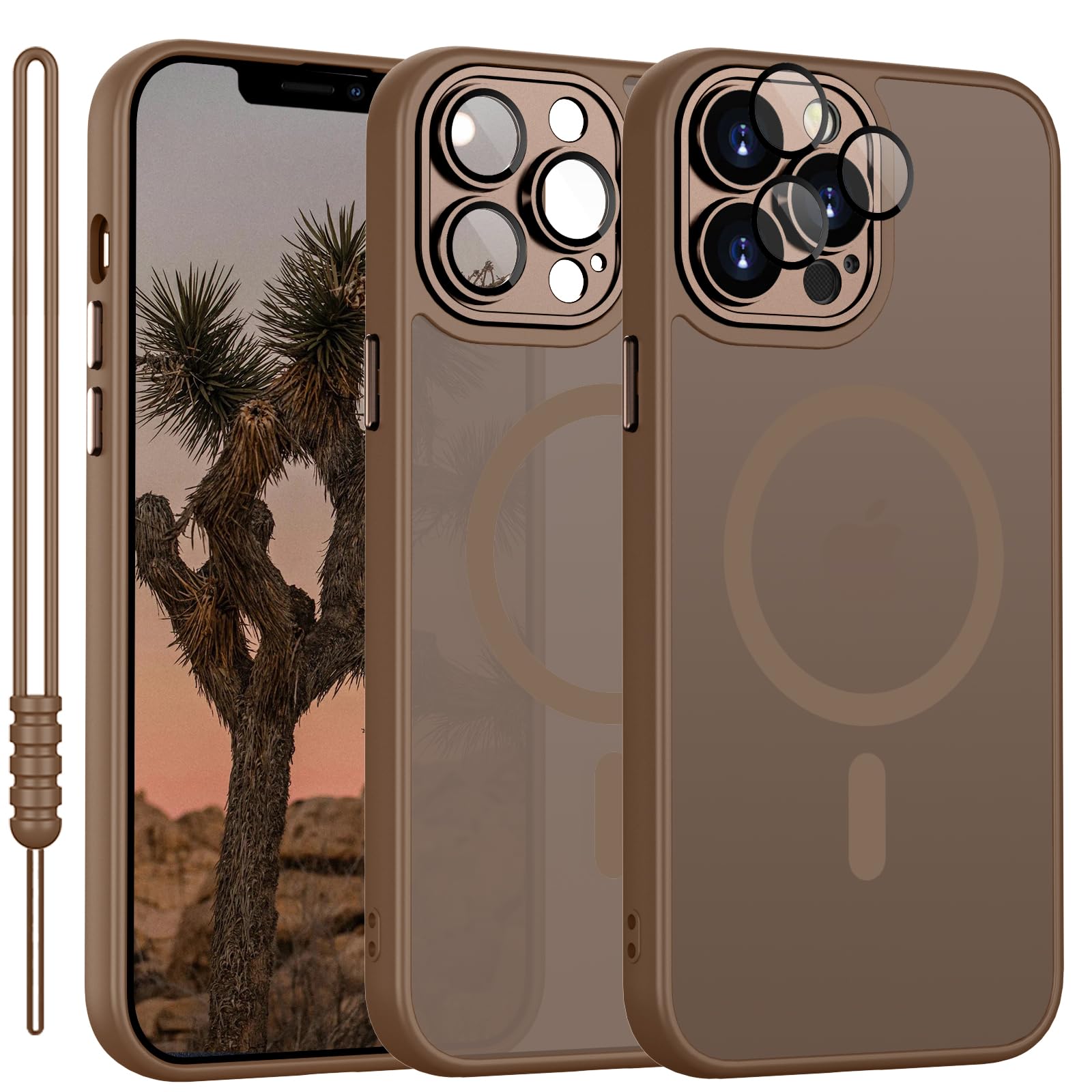 YUANDMI für iPhone 13 Pro Hülle Kompatibel mit MagSafe, Handyhülle für iPhone 13 Pro Magnetisch Leicht Dünn Matte Touch Kameraschutz, rutschfest Kratzfest Schutz Stoßfest Hülle Dunkel Braun