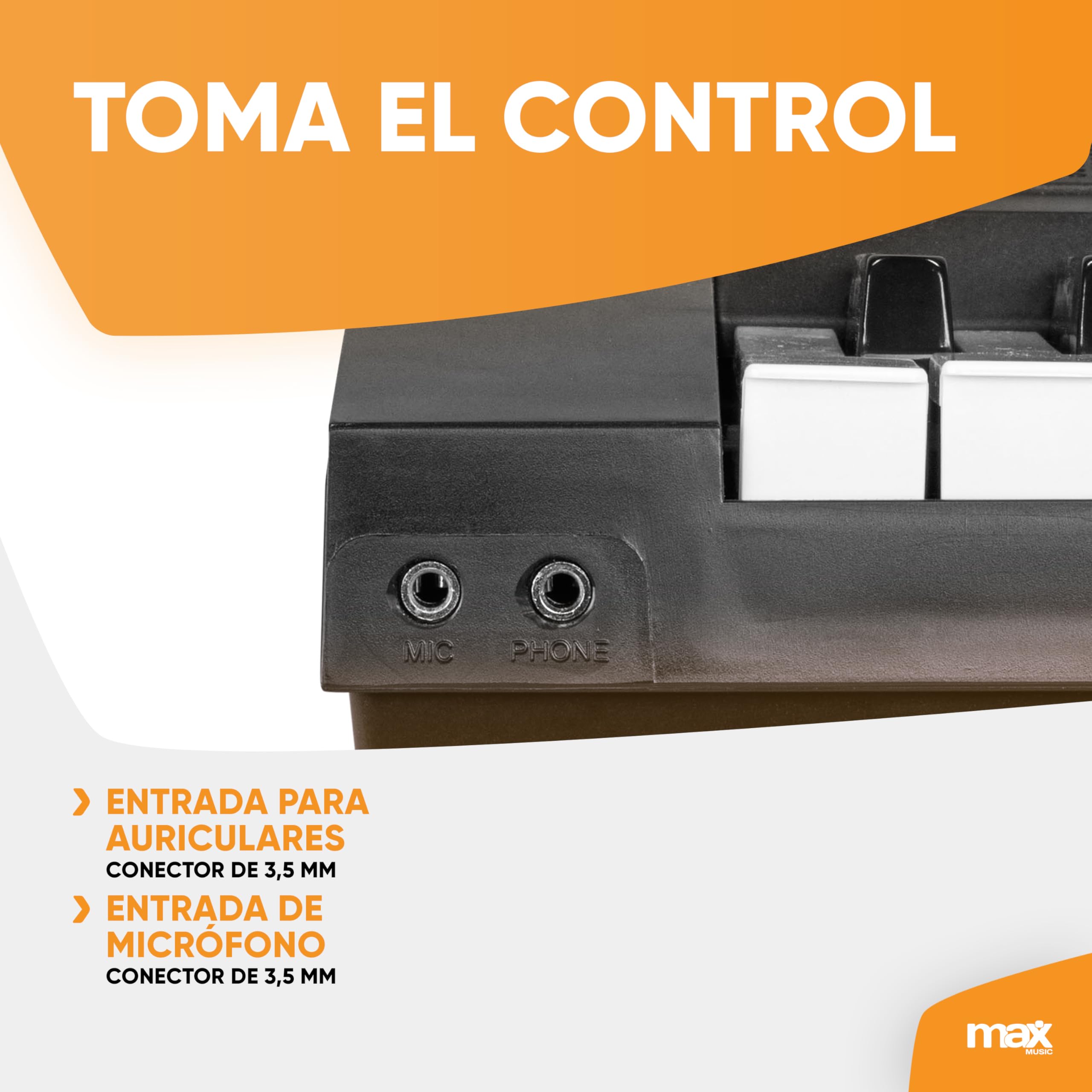 MAX KB15 - Teclado piano con 61 teclas, micrófono y pantalla, teclado con soporte, 8 horas de batería, 70 canciones, 16 sonidos, 8 percusiones, función de aprendizaje, teclado piano para niños, USB-C