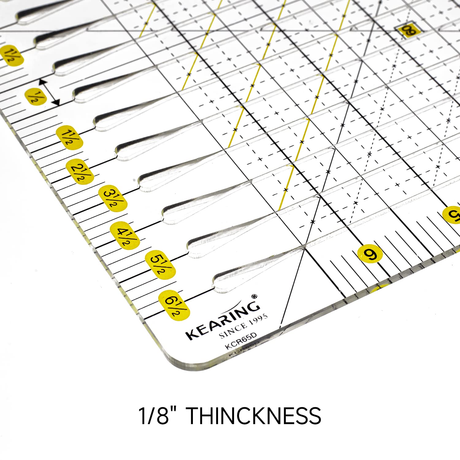 KEARING Patented Large Slotted Quilting Ruler, 18½" x 12½", Non-Slip Cutting Quilting Acrylic Ruler for Fabric Cutting