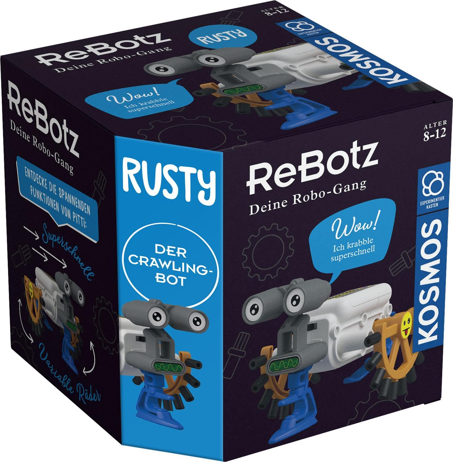 Kosmos ReBotz Rusty - Robot Gattonatore Da Costruire Per Bambini 8-12 Anni | Giocattolo Robotico Esperimenti Con Componenti Scambiabili