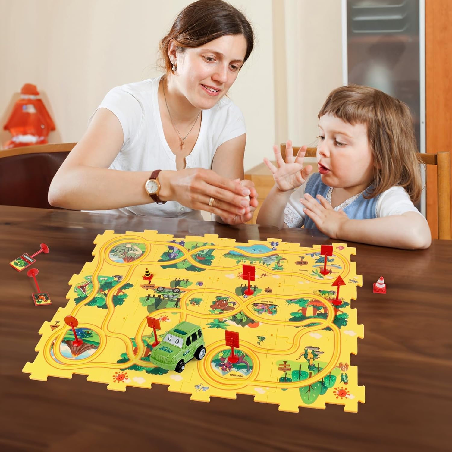 Puzzle Pista Macchinine Giocattolo per Bambini 3 4 5 anni DIY Pista del Puzzle Circuito Auto Montessori Giocattoli Educativi per 3 4 5 6 anni Ragazzi Ragazze Bambini