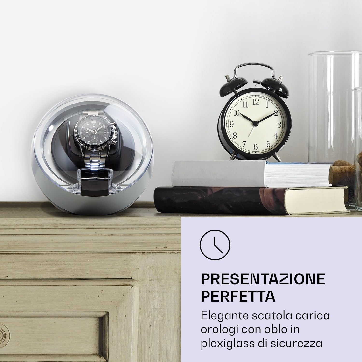 KLARSTEIN St. Gallen ll - Caricatore Per Orologi, Rotazione In Senso Orario/Antiorario/Bidirezionale, 4 Programmi: 650/900/1200/1500 TPD, Illuminazione LED Attivabile, Pannello Touch