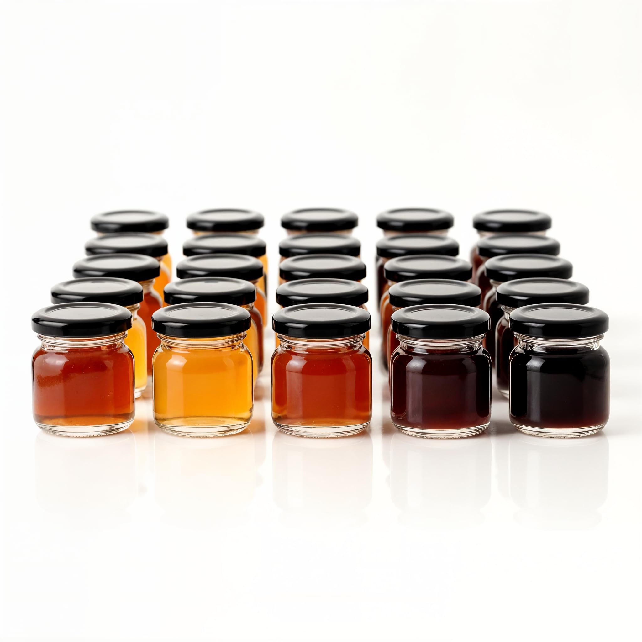 gouveo Set di 48 mini barattoli per conserve da 40 ml con tappo a vite nero opaco BS - Mini barattoli per la conservazione con tappo a vite TO 43 per marmellate e conserve (EGR040SZBS)