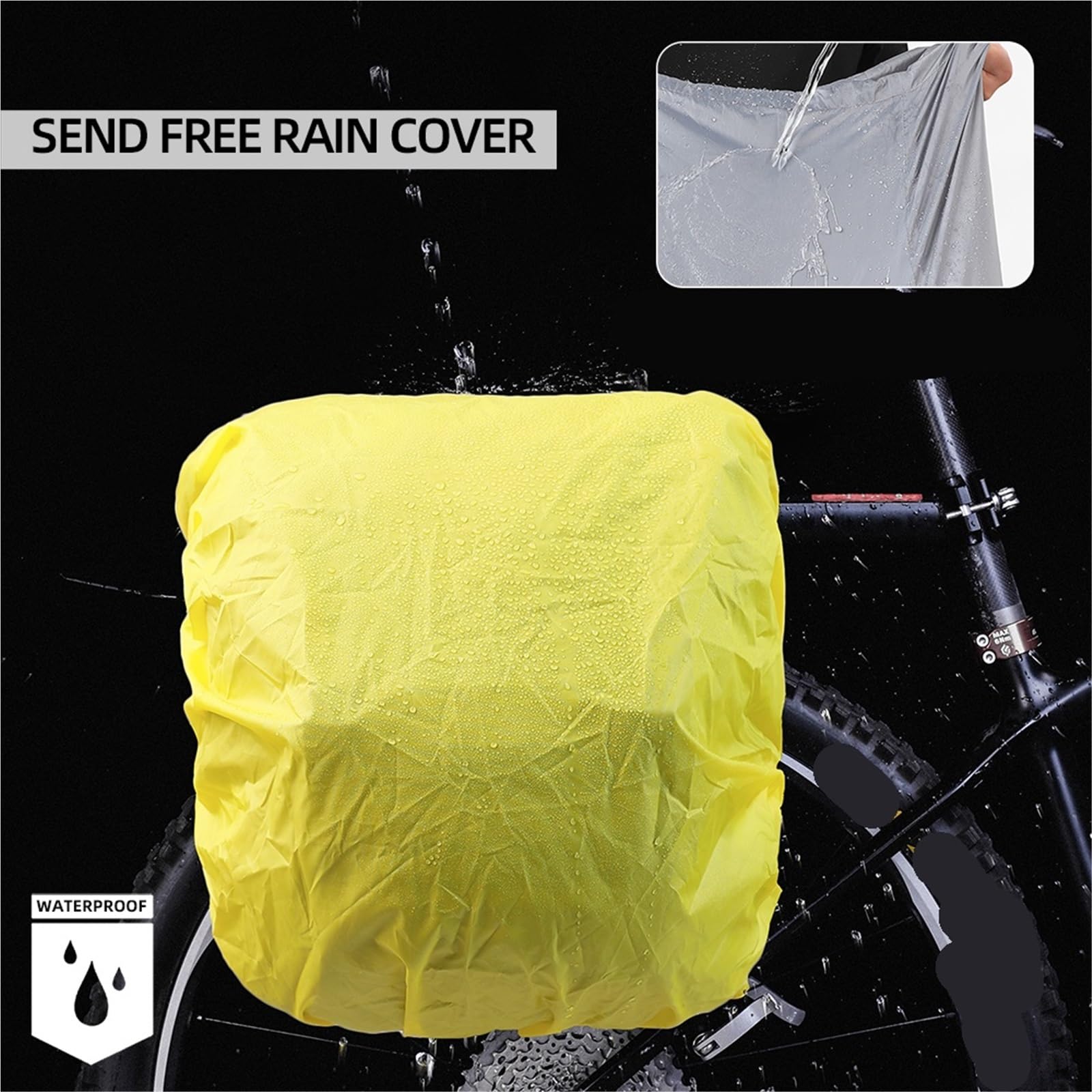 Fahrrad GepäCkträGertasche Fahrrad-Gepäcktasche, 40 l, großes Fassungsvermögen, doppelseitige Fahrrad-Gepäckträgertasche, wasserdichte Heck-Gepäcktasche mit Regenschutz FüR FahrräDer(Grey)