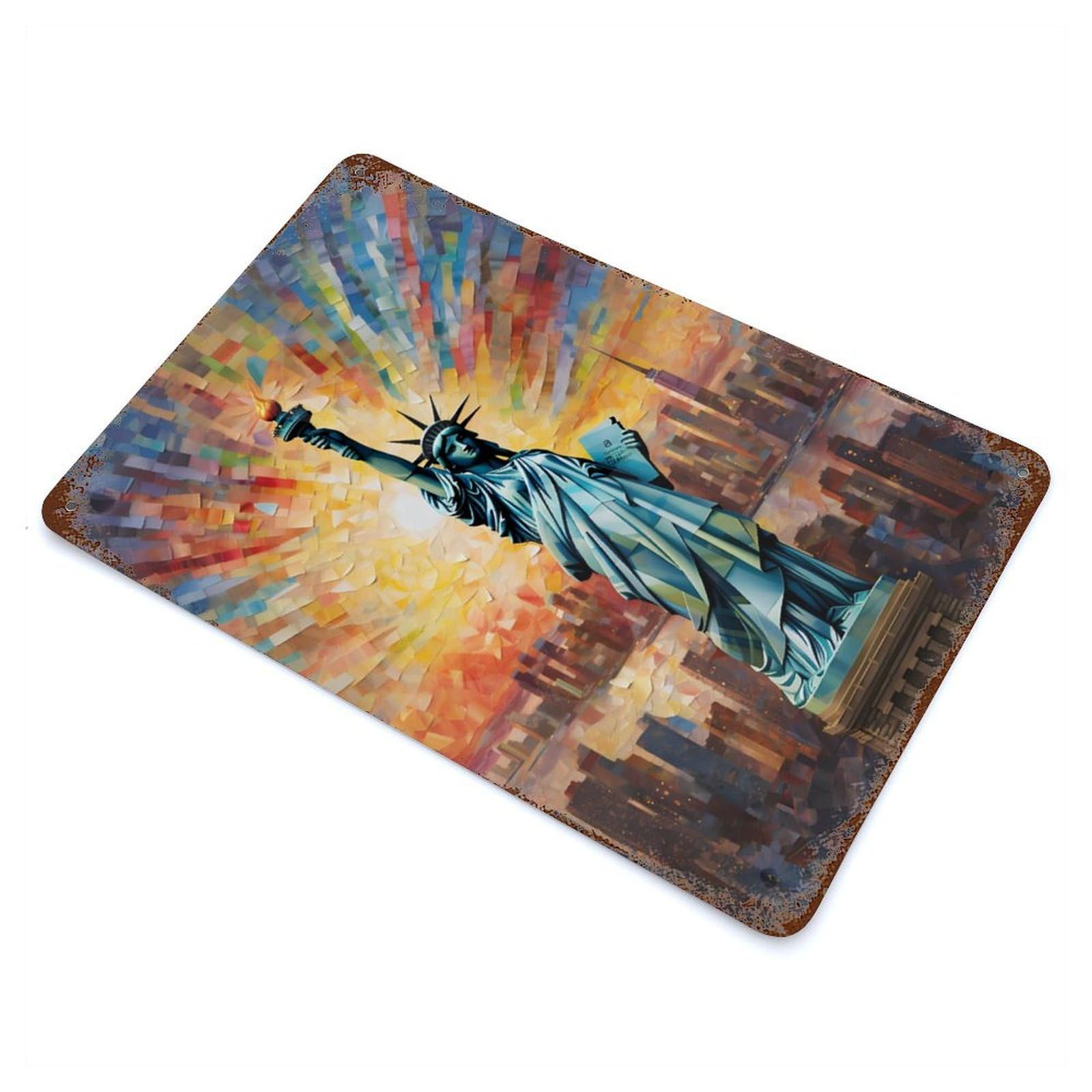 Garage Style Statue of Liberty Vintage Rust Metal Sign 11.8"x7.9", Rustic Home Decor for Bar And Workshop