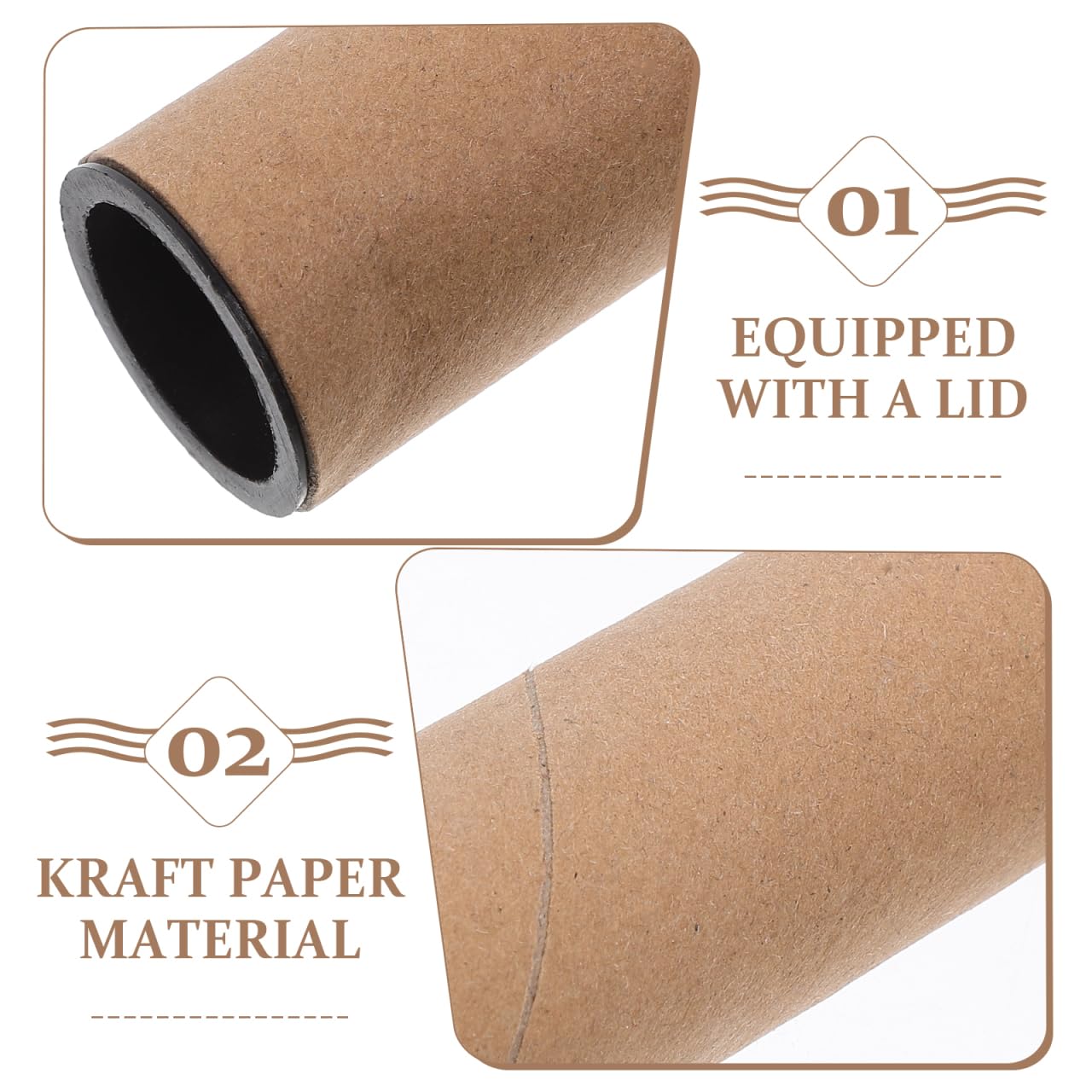 iplusmile 10 Stück Pappröhren 40cm Länge, 2mm Wandstärke Robuste Versandrolle für Poster & Pläne, Stabile Versandhülsen für Kunstwerke & Zeichnungen, Posterröhre Braun für Lagerung und Versand