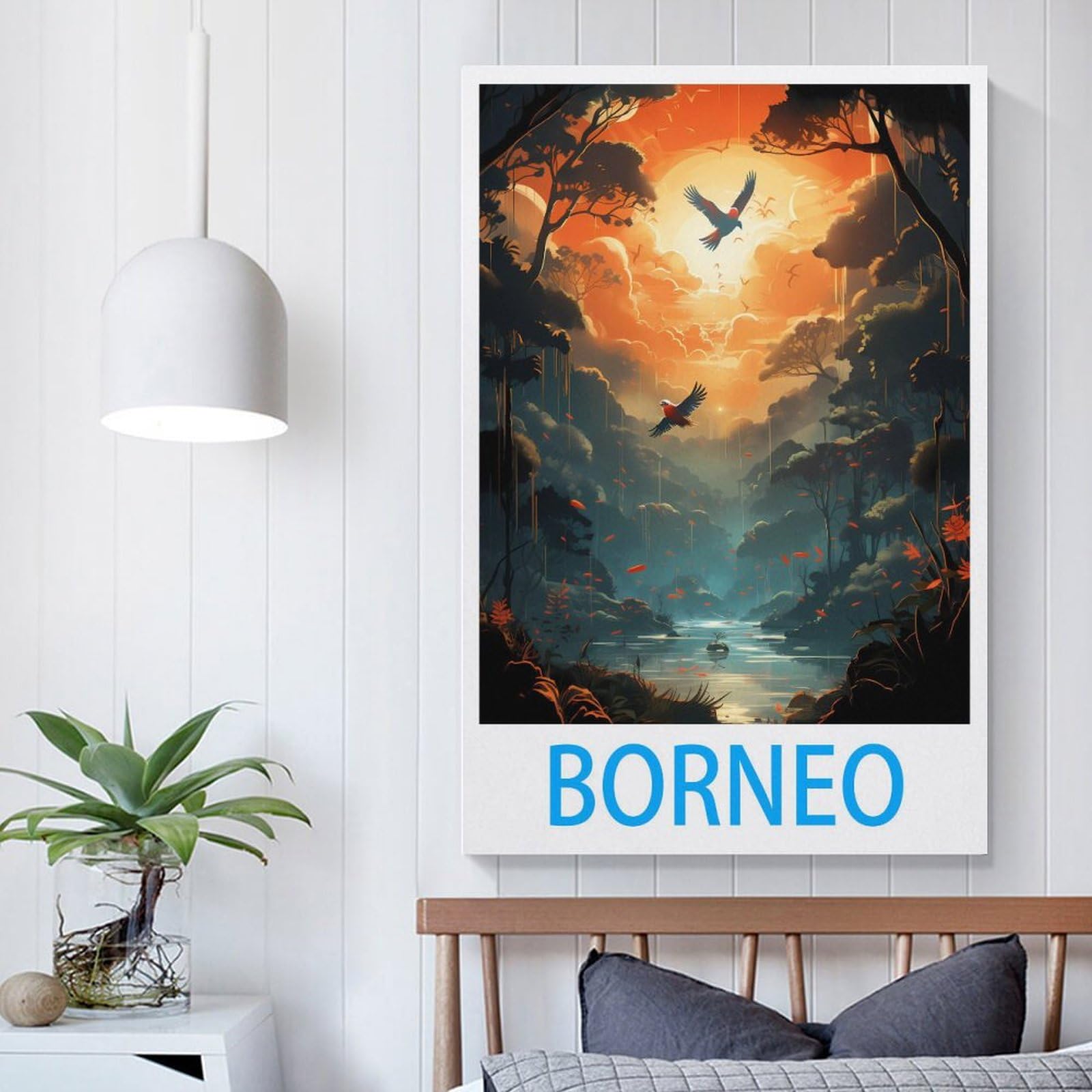 Poster Vintage Voyage Île De Bornéo - Impression Sur Toile 40x60 Cm, Décoration Murale Salon Ou Chambre - 10