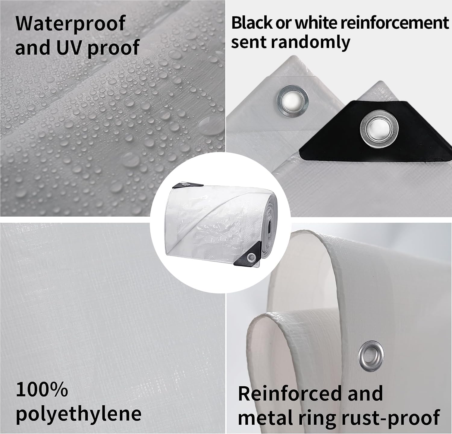 TARPAL 5'x 7' Tarp White Tarp Waterproof 7.5 mil(2-Pack) Medium