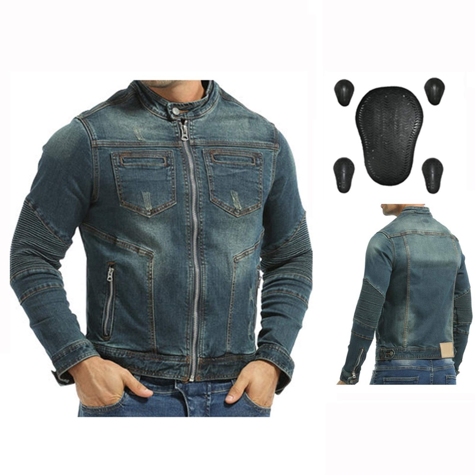 Chaqueta Vaquera con Equipo De Protección Chaqueta De Moto para Hombre La Malla De Ventilación 3D Se Utiliza para La Capa Exterior Y El Forro Interior. Equipo De Protección Extraíble