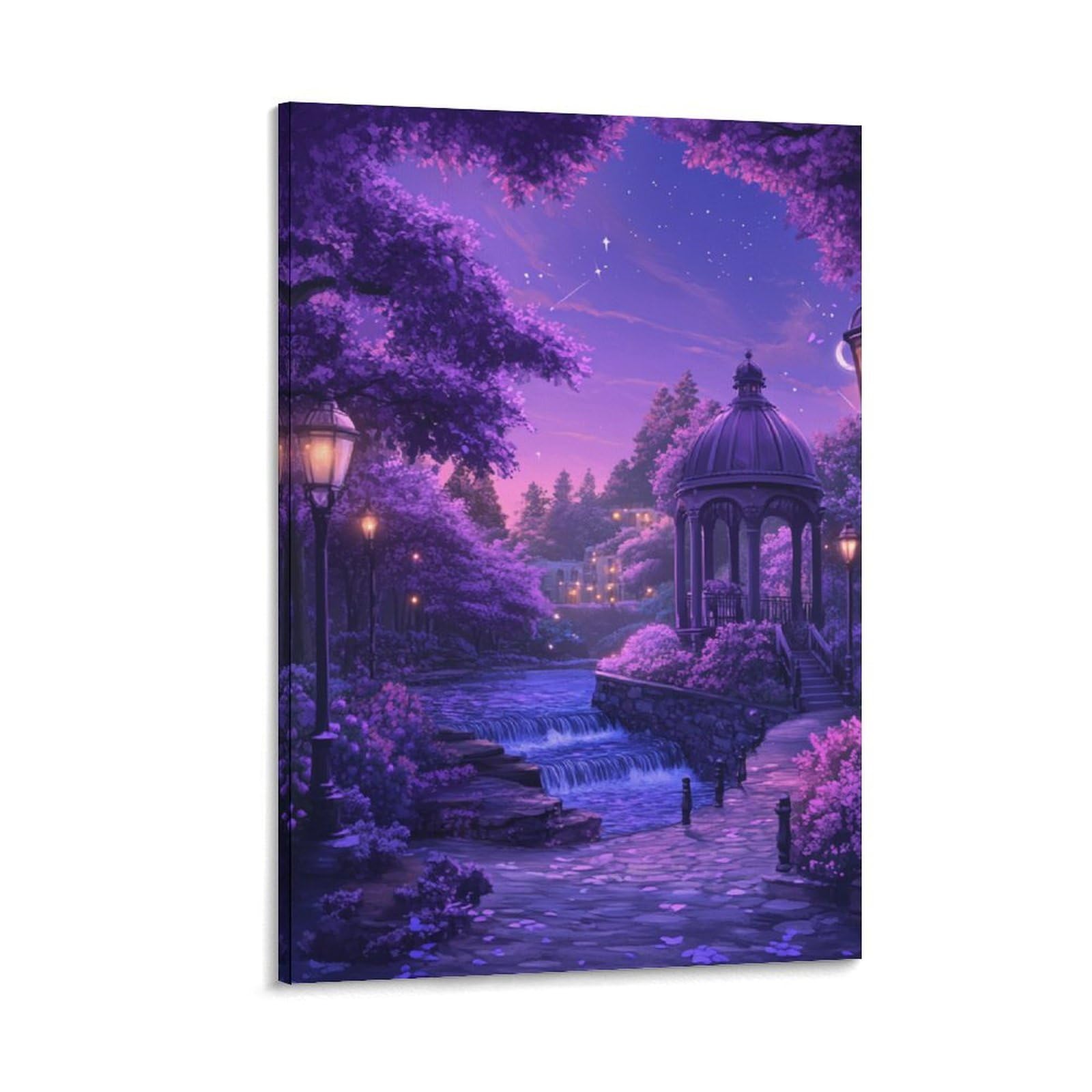 GAOYUCHUN Beautiful Purple Flower Field Canvas for Home Decor Modern Bathroom Office Modern Framed Canvas Prints Paintings Picture Pictures Artwork Print Home Decor 12x18inch(30x45cm)