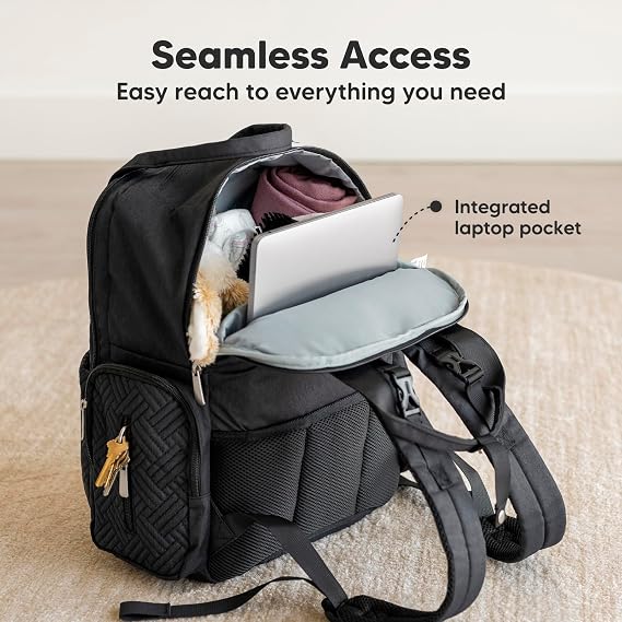 KeaBabies Diaper Bag Backpack for Girls, Boys - Mom and Dad Baby Bag with Diaper Changing Pad for Newborns, Toddlers, 2 Kids (Charcoal)