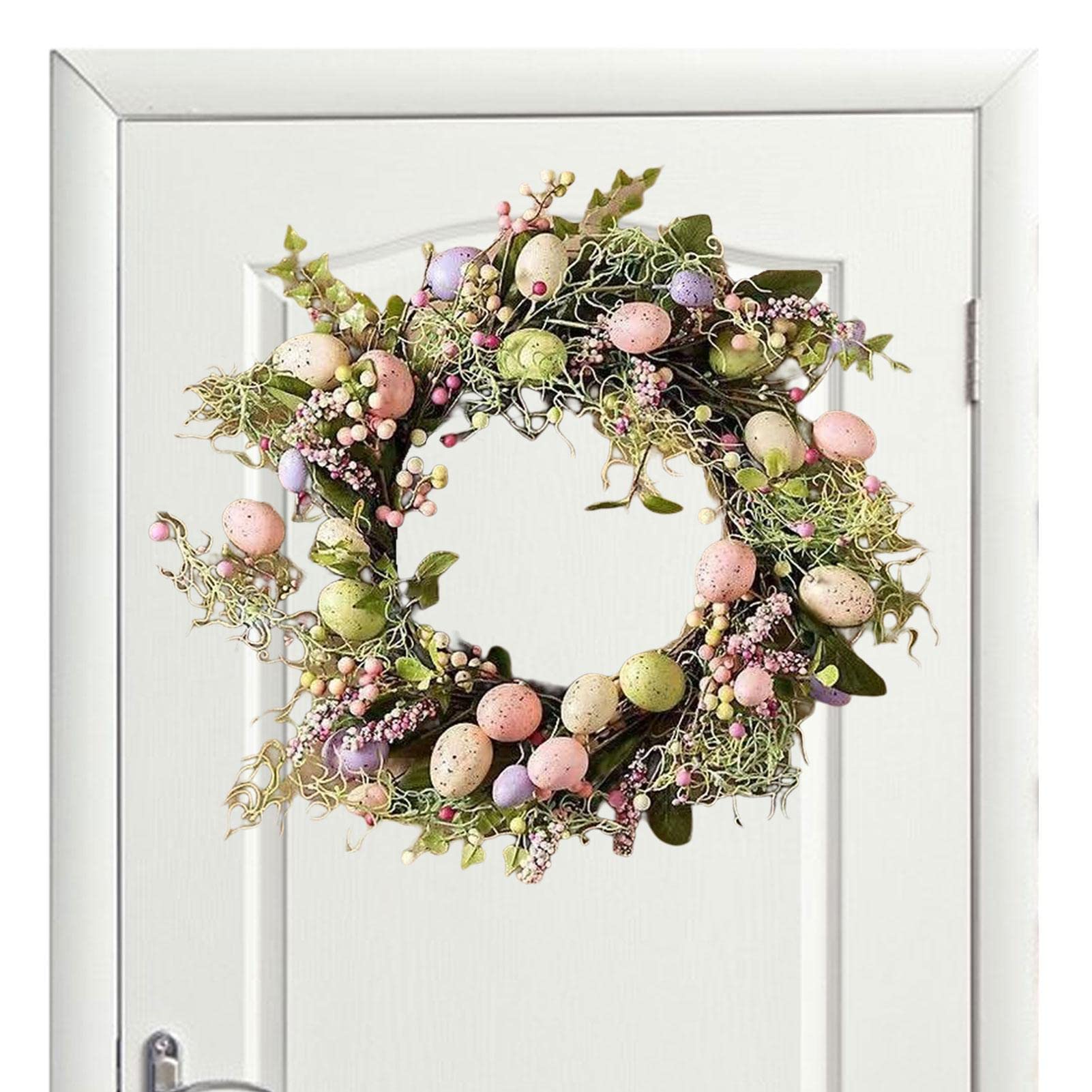 Ghirlanda Pasquale Con Fiori Simulati - Decorazione Per Cimitero O Casa, 58x38 Cm