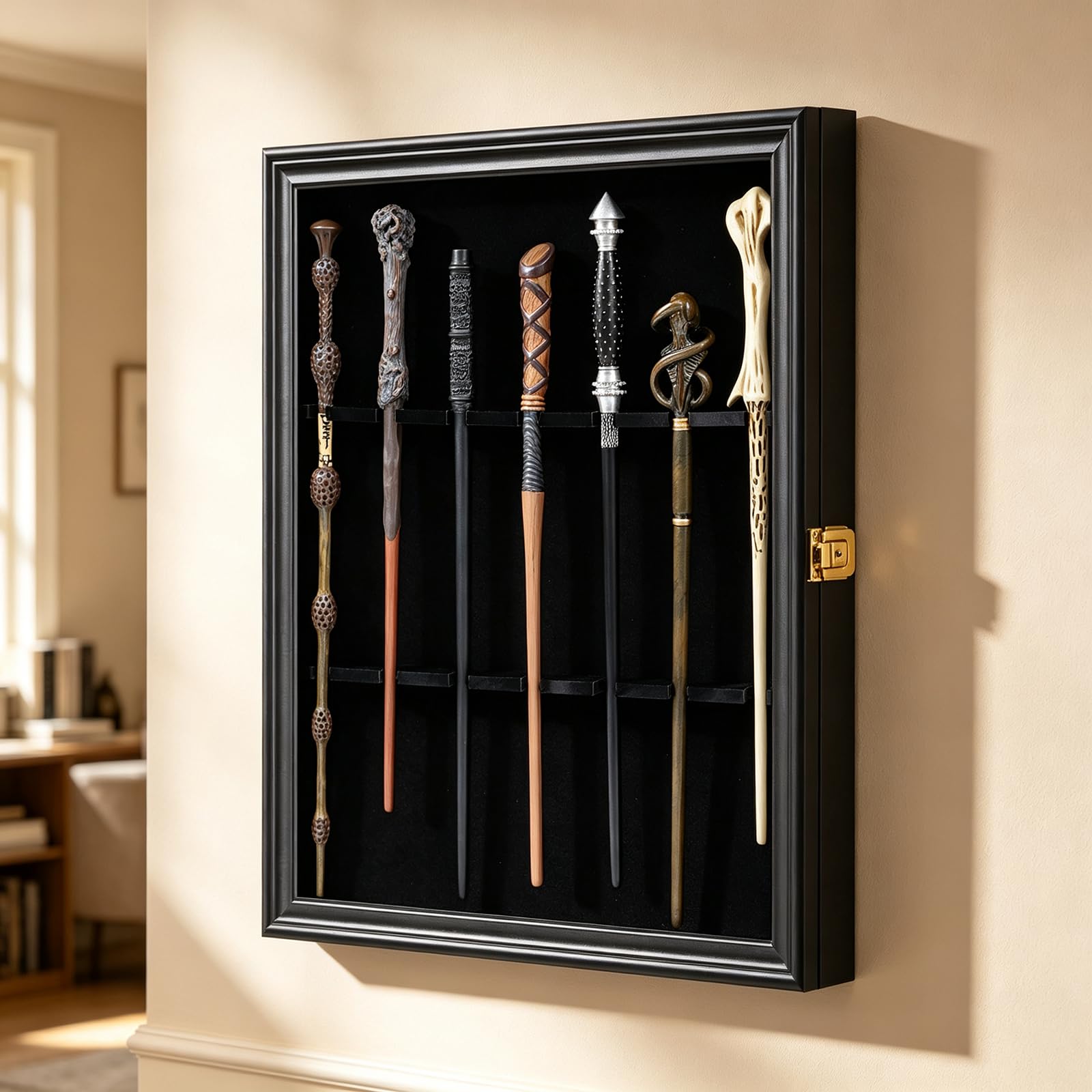 Amazon.com: 7 Wands Display Case Lockable Wall Mount Wood Wand