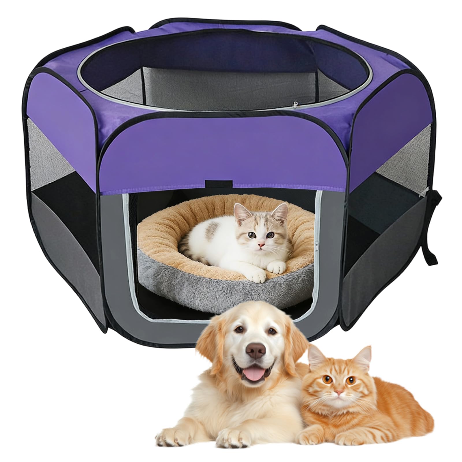 Opvouwbare box voor huisdieren, puppyuitloop, opvouwbaar, draagbare puppybox, dierenbox, Oxford-weefsel, hondenhok, hondenpen, waterdichte box, tent voor honden, konijnen, cavia's, katten