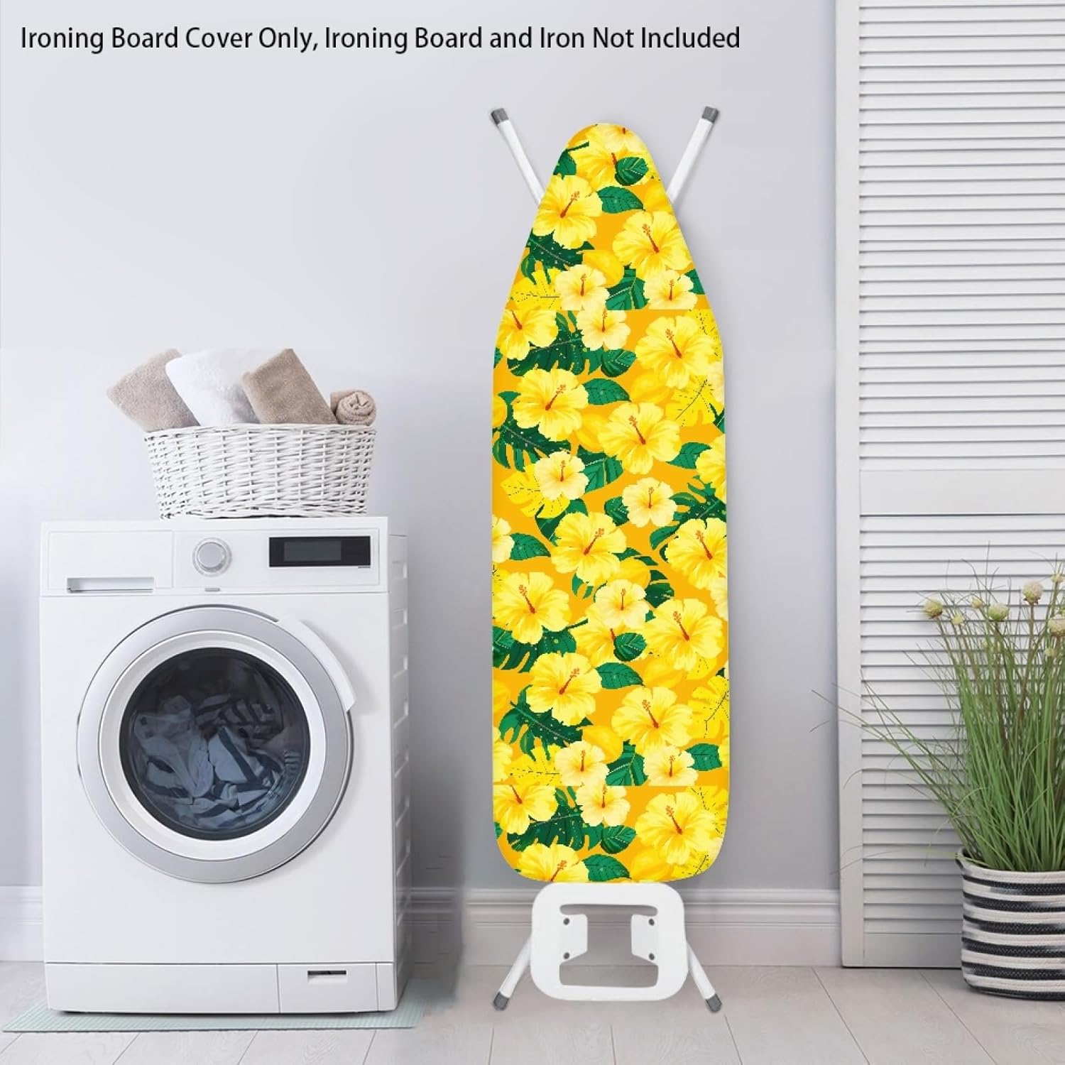 Flowers Ironing Board Cover,16"x55" Standard Ironing Board Cover with Elastic Edge and Hook and Loop Fasteners, Scorch & Stain Resistant, Polyester Home Ironing Board Covers, Watercolor Floral