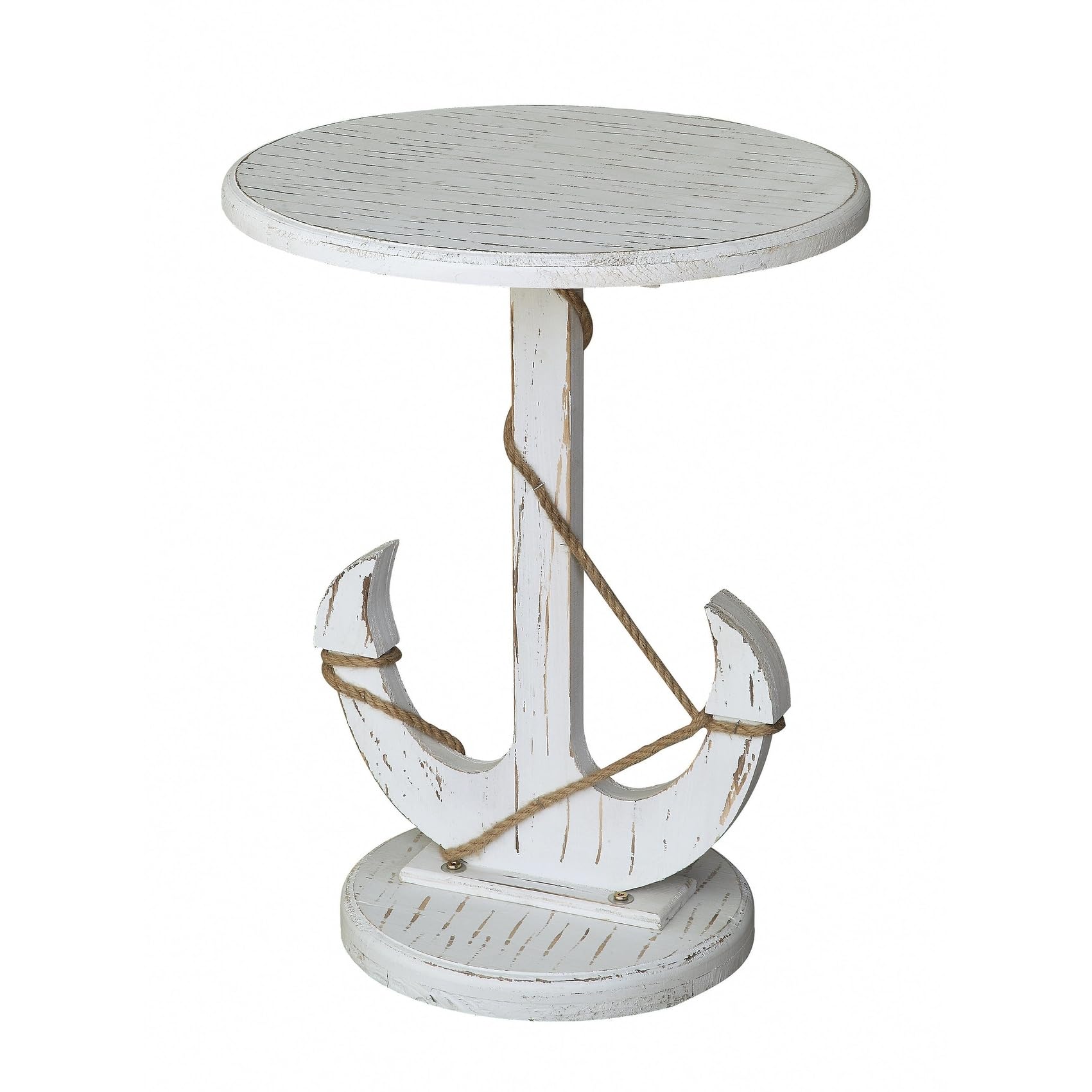 Crestview Collection CVFZR1527 Harbor Distressed White Anchor Table Furniture