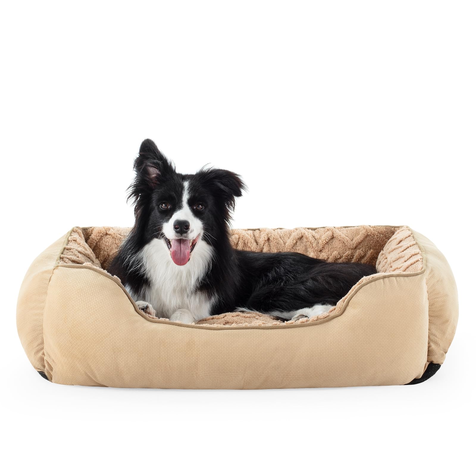 JOEJOY Medium Dog Bed for Large Medium Small Dogs, Rectangle Washable Dog Sofa Bed, Breathable Soft Puppy Bed, Durable Pet Cuddler Bed with Anti-Slip Bottom, 30"x24"x9", Beige