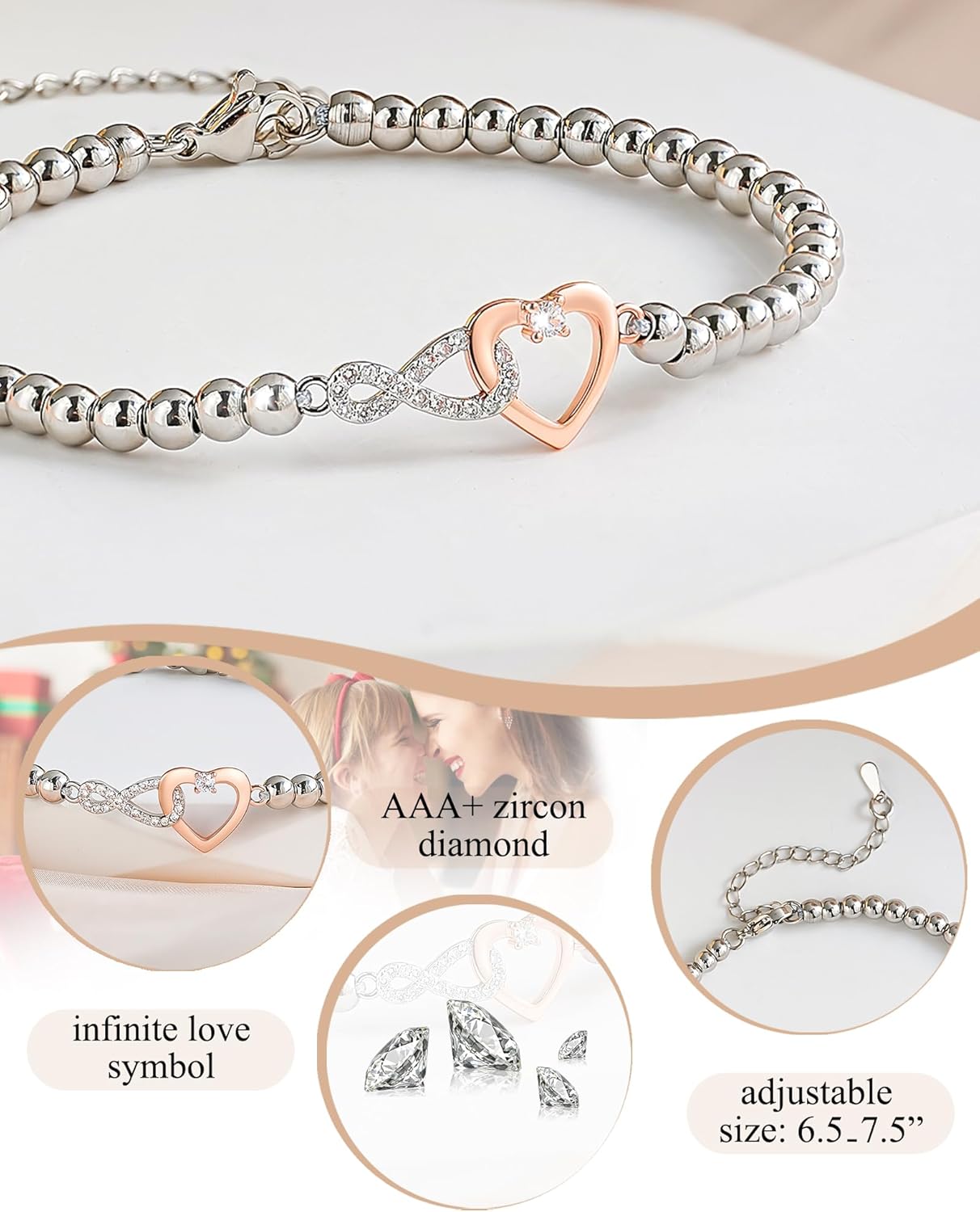 Shonyin Infinity Love Bracelet for Women Girls, Sister-in-law Bonus Daughter Girlfriend Daughter-in-law Great Grandma Bonus Mom - Image 4