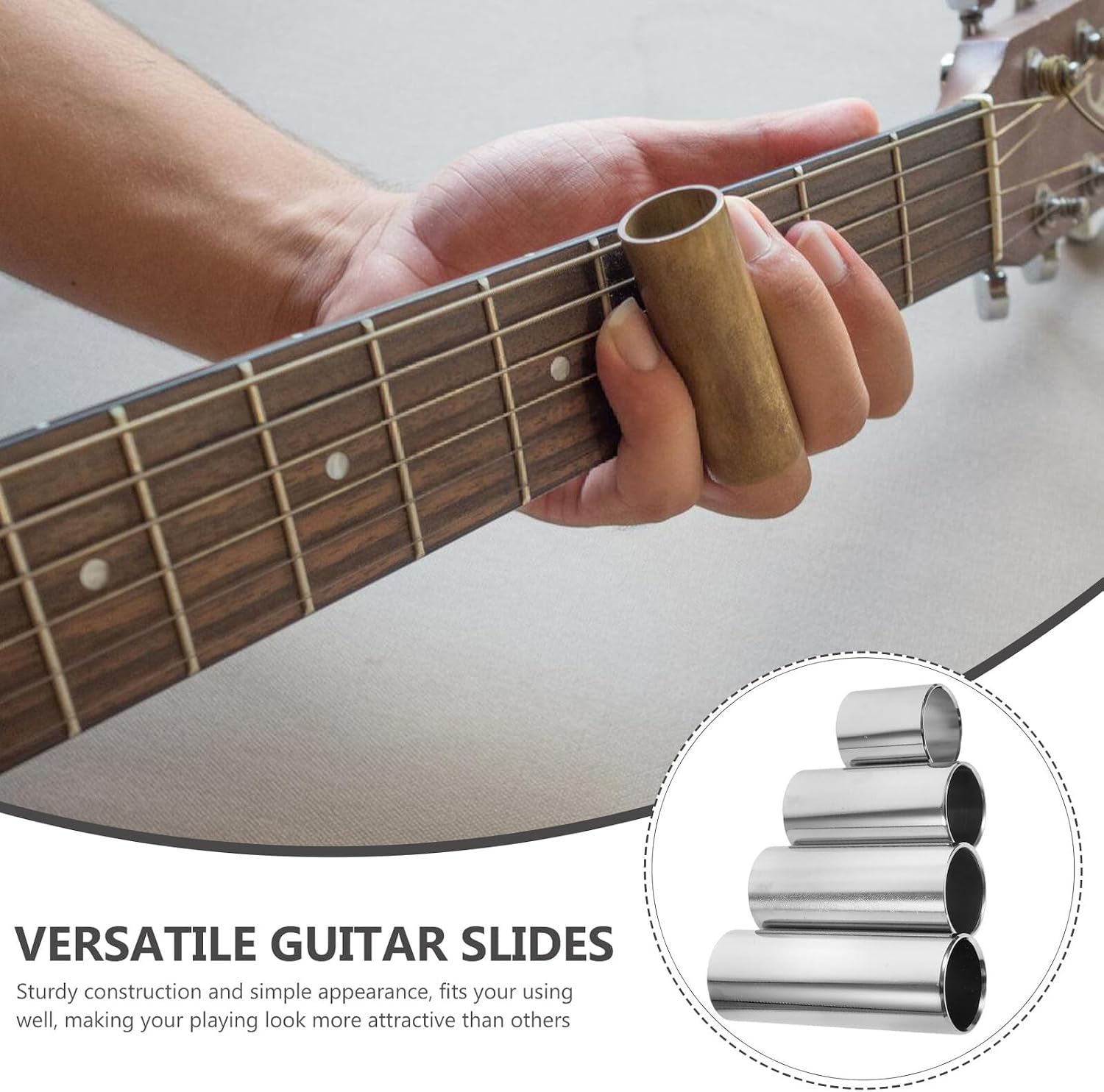 4 Piece Guitar Slides Stainless Steel for Acoustic and Electric