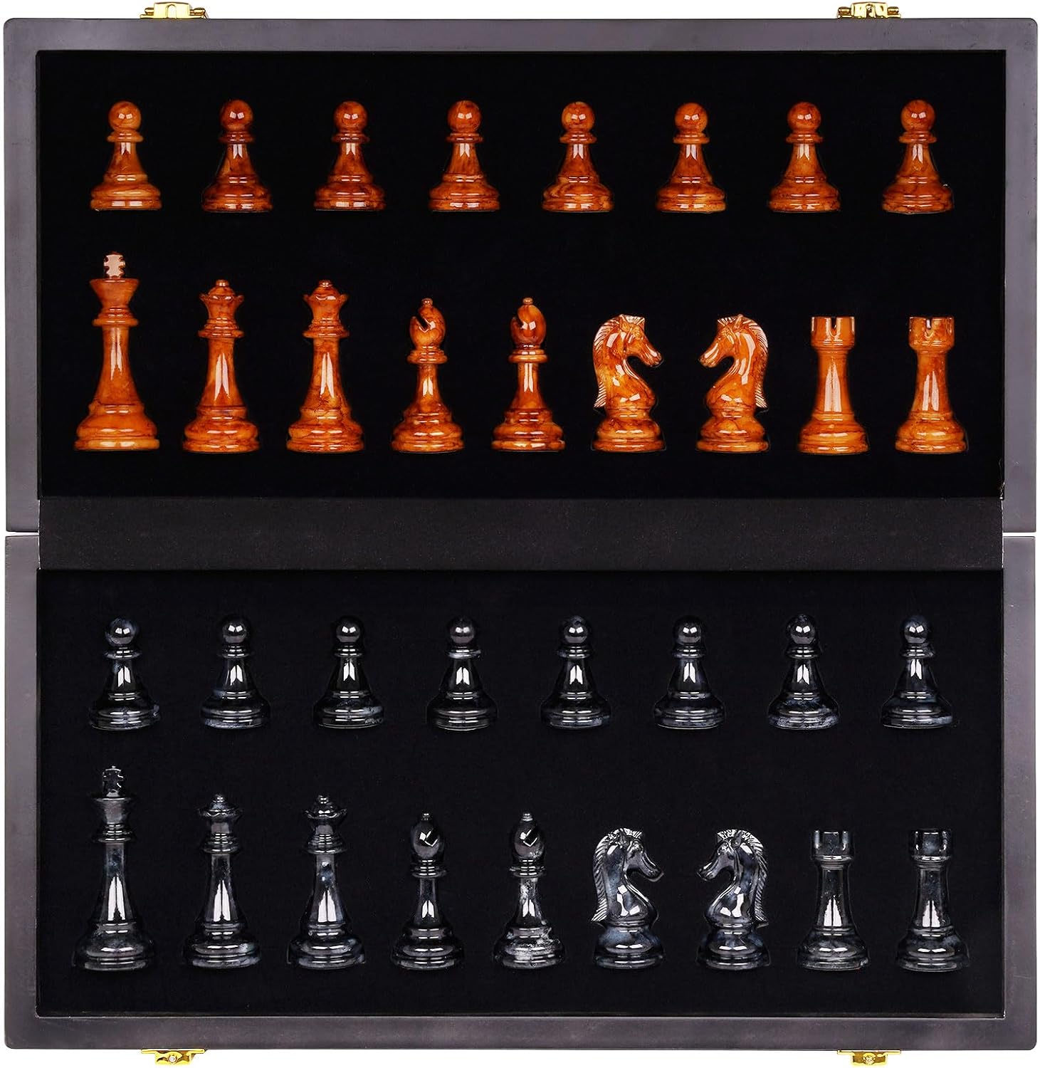 エレガントなチェスセットボードゲーム - 15インチ トラベルポータブルチェスセット 大人用 予備のクイーン2個付き アクリルチェス