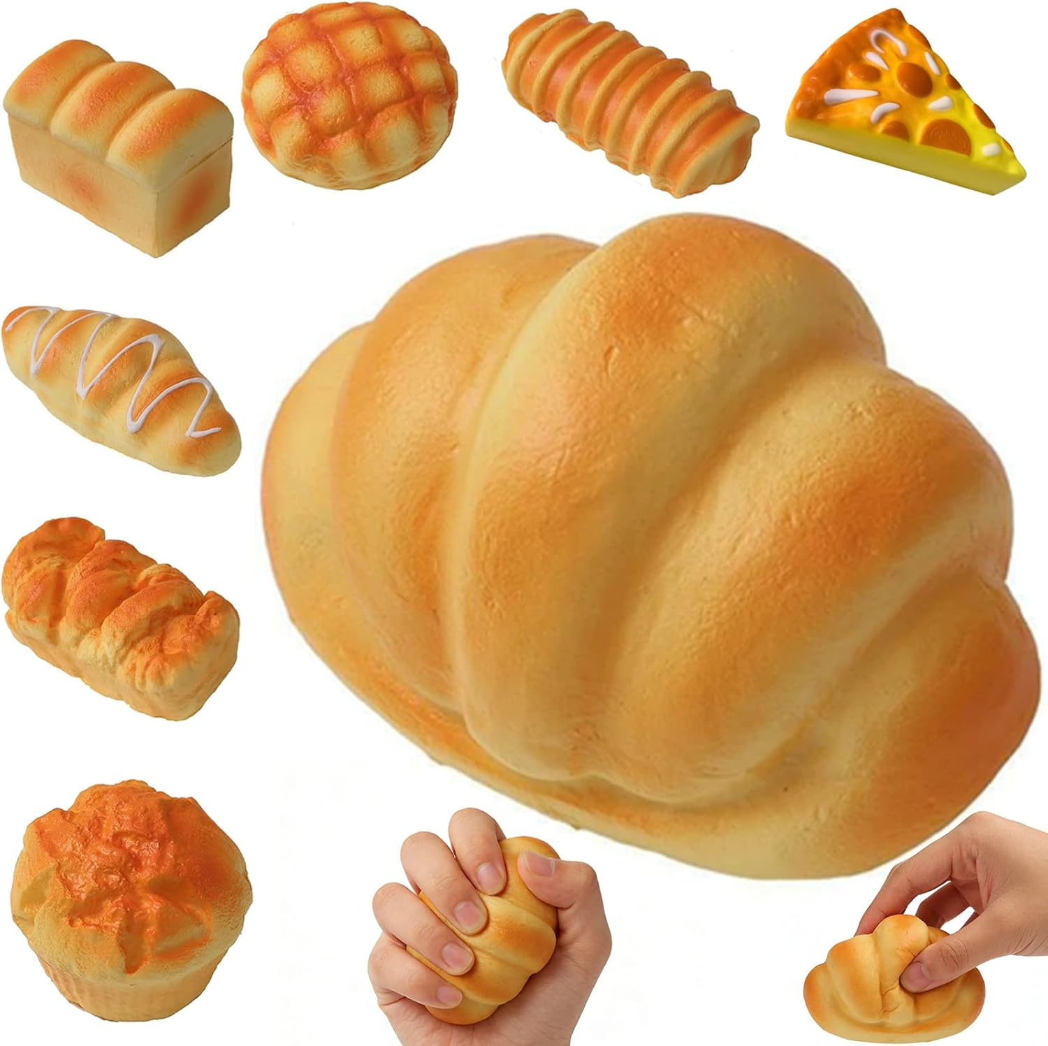 2026 New Slow Rising Squishy Bread Squeeze Toy Fidget Sensory Toy Soft & Stretchy Fidget Toys for Anxiety Relief Party Favors (Toast)
