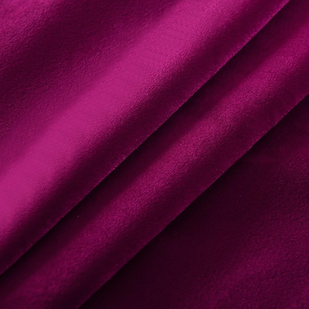 Cherry Home Super Soft Luxury Velvet Texture Curtains Fushcia Room Darkening Blackout Curtain Panel Drapes Drapery 52 inch Wide by 96 inch Length with Grommet Fushcia Set of 2