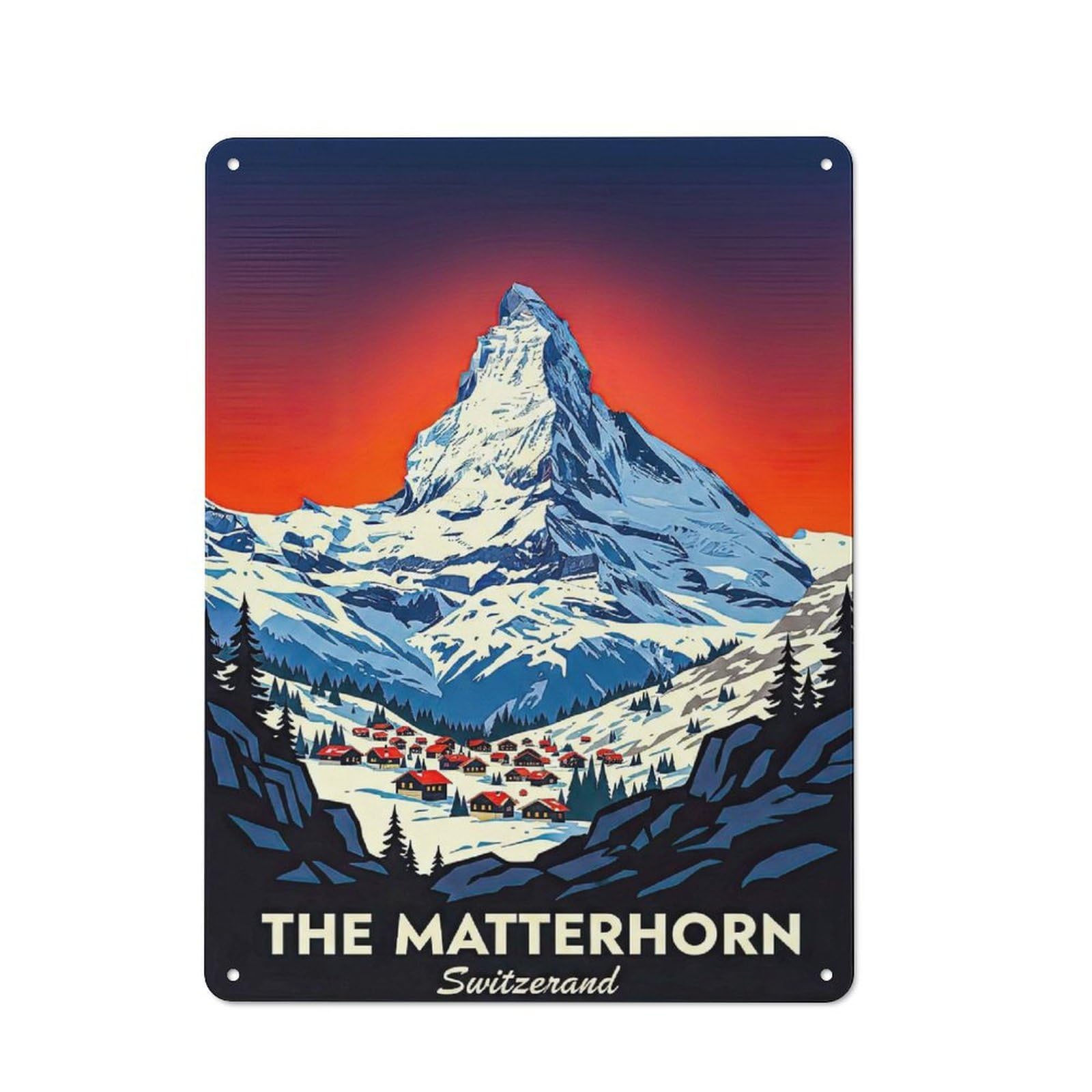 Junmoney Style-15 Cottage Style The Matterhorn Switzerland Vintage Decorative Tin Sign 40X30cm, Rustic Kitchen Decor For Kitchen, Cottage, Porch Or Garden Room