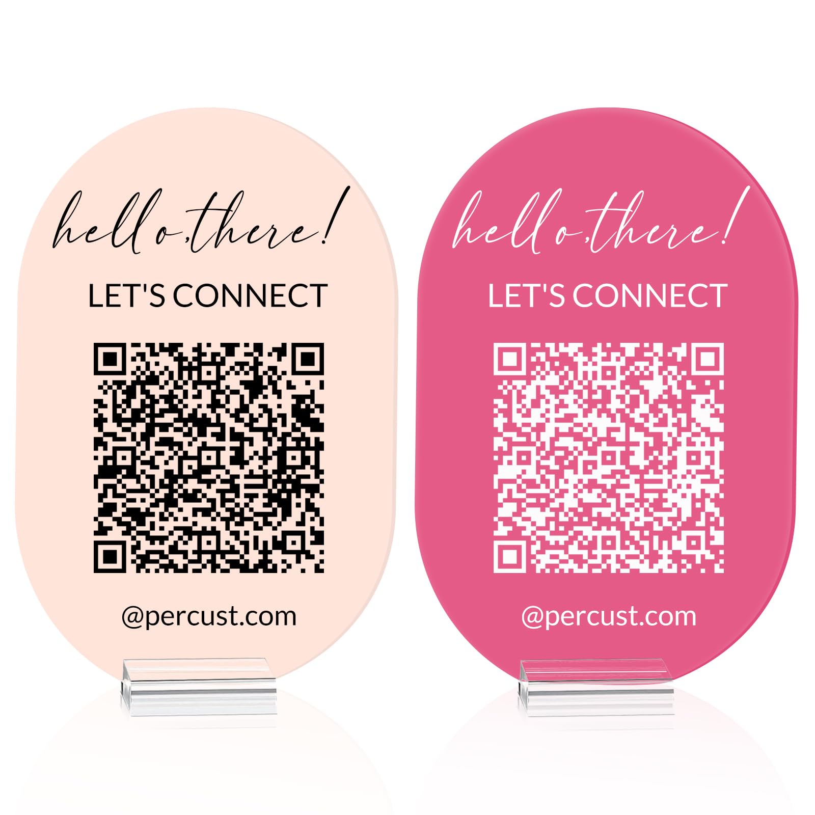 Pahdecor Oval Custom Qr Code Sign 3.8 X 6 Inch Mini Sign Business Stand Social Media Cash App Vemon Wifi Qr Code Signage For Guests Scannable Payment