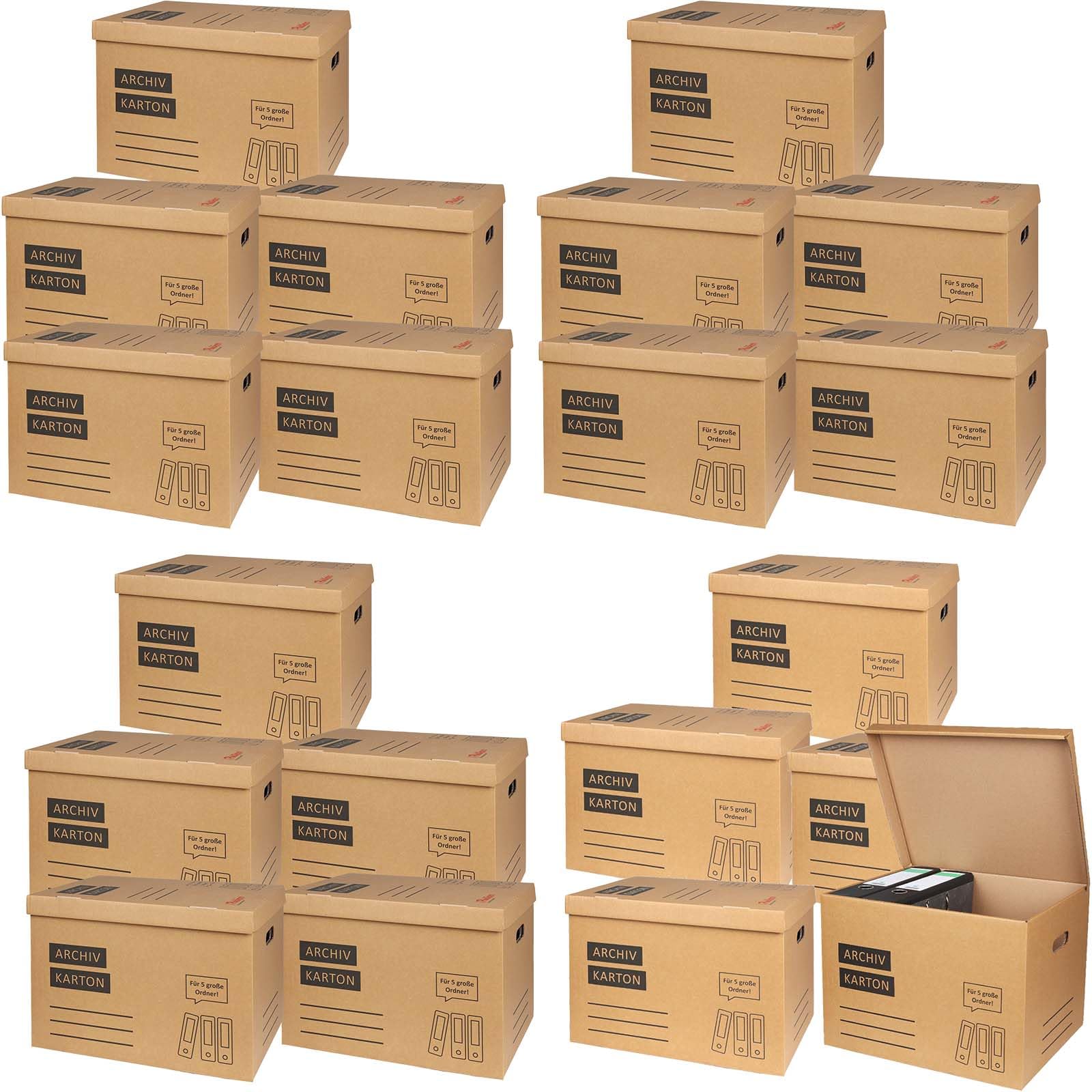 20 cartoncini per archivio con coperchio e fondo – per 5 raccoglitori formato A4 per organizzare il trasporto, scatola di archivio