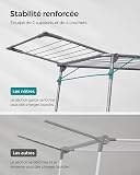 SONGMICS Clothes Drying Rack, 56.5 x 173 x 96.5 cm Winged Clothes Airer, Space-Saving Laundry Drying Rack, with Sock Clips, Metal Structure, for Clothes, Towels, Linens, Grey LLR518G01 - 4