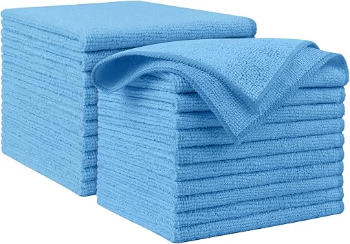 AIDEA Microfiber Cleaning Cloth Blue 20PK, Cleaning Rags 1212" | Microfiber Towels for Cars, Premium Car Cloths, Dusting Cloth, Lint Free Towels for SUVs, House, Kitchen, Window, Workshops