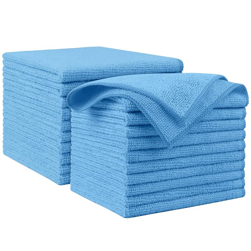 AIDEA Panos de Microfibra Azuis para Limpeza 30,5 x 30,5 cm Pacote com 20