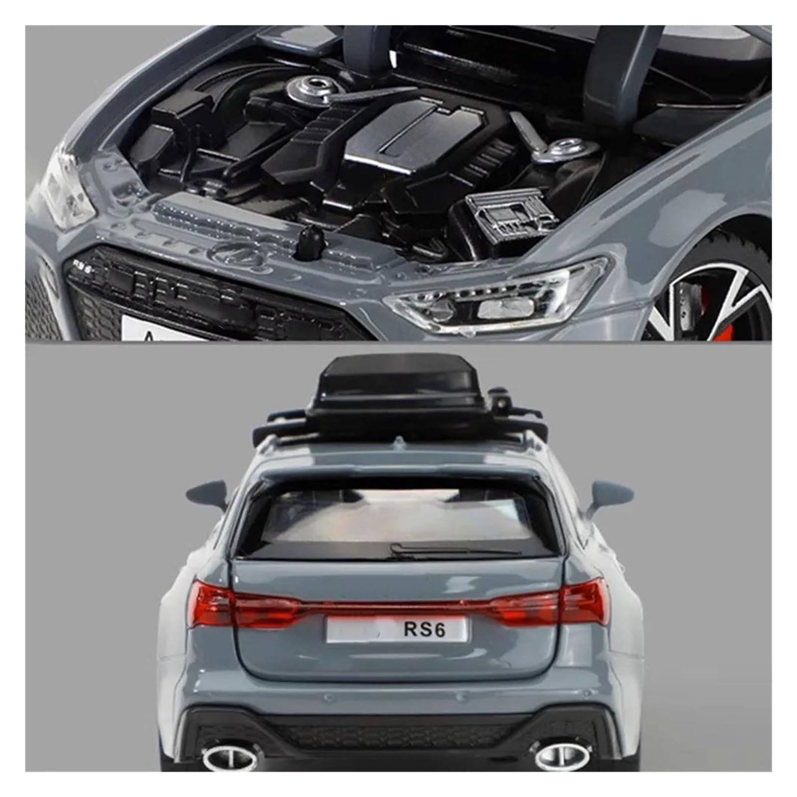 1:32 per RS6 il modello di auto con porte apribili in lega pressofusa | Con suono e luce non includere le batterie(Grey)