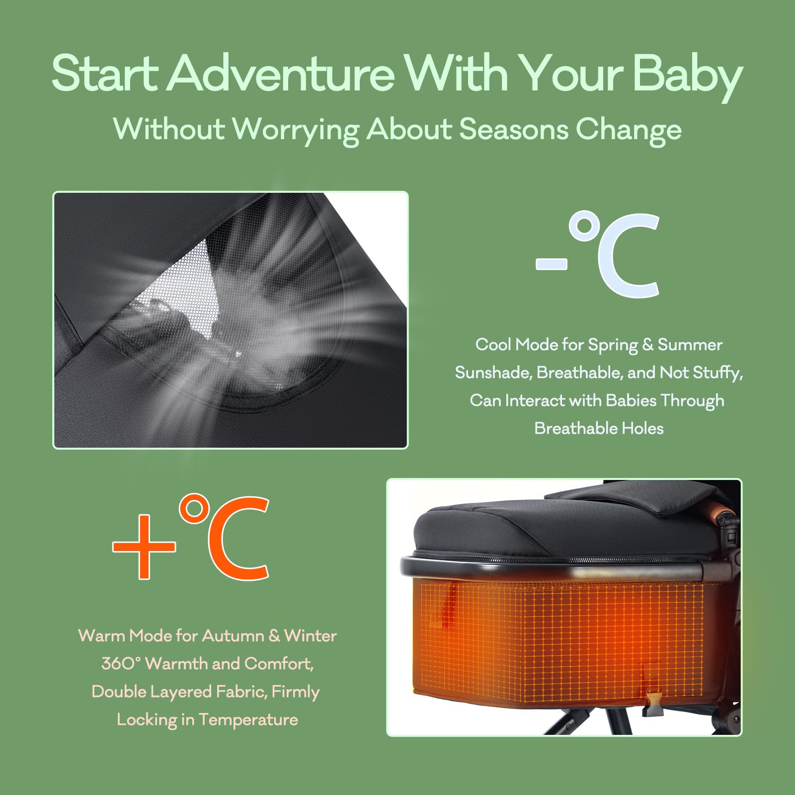3 en 1 Carrito Bebé, Cochecito Bebe con Asiento de Coche ECE R129, Cochecito Combinado Plegable One Click, Alta Vista Estructura de Aluminio Cochecito para Recién Nacido(15KG, 0-3Años)