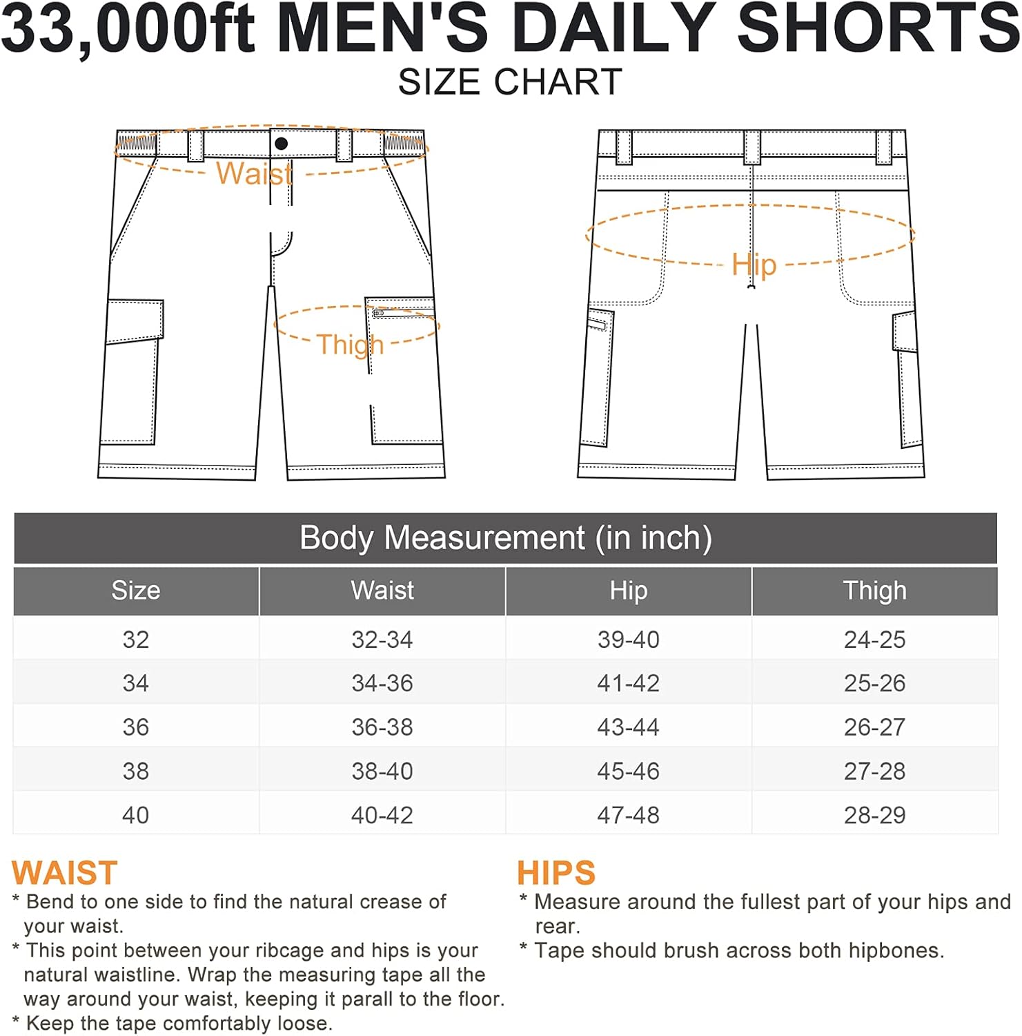 33,000ft Mens Daily Shorts with Elastic Waist Drawstring Summer Casual Sports Shorts for Hiking, Camping, Dating, Working : Sports & Outdoors