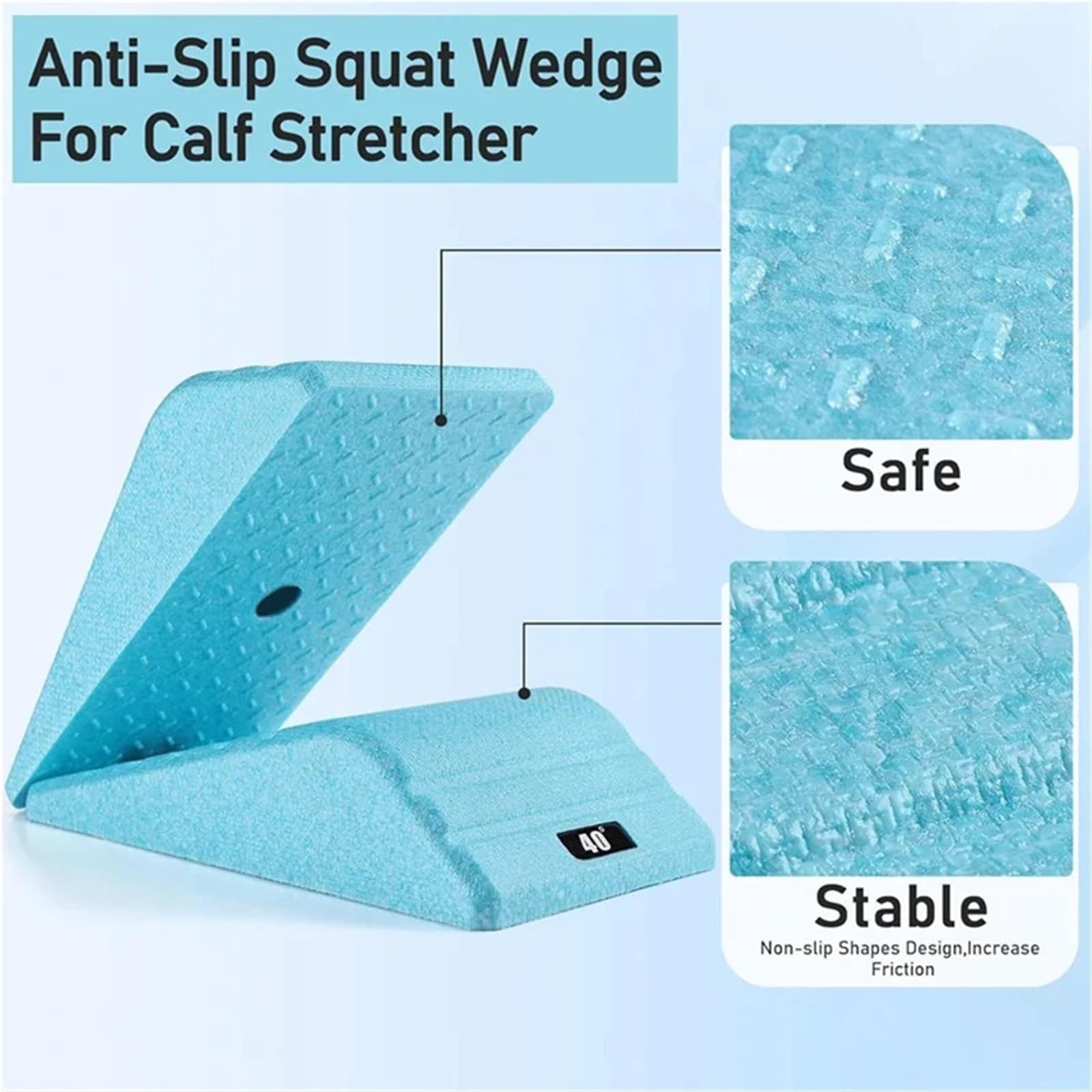Bloque de yoga en forma de cuña 2 uds. Bloque de cuña for sentadillas for elevación pantorrillas, tabla rampa inclinada profesional antideslizante for equipos Yoga
