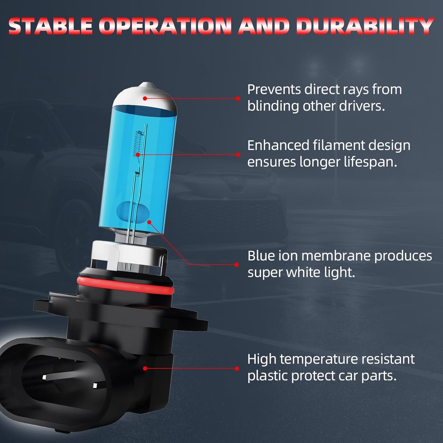 Fog Light Bulbs Fit For Toyota Tundra 2000-2006, 9006 High Performance Fog Lights Halogen Light Bulb, 6000K White Light, Pack of 2